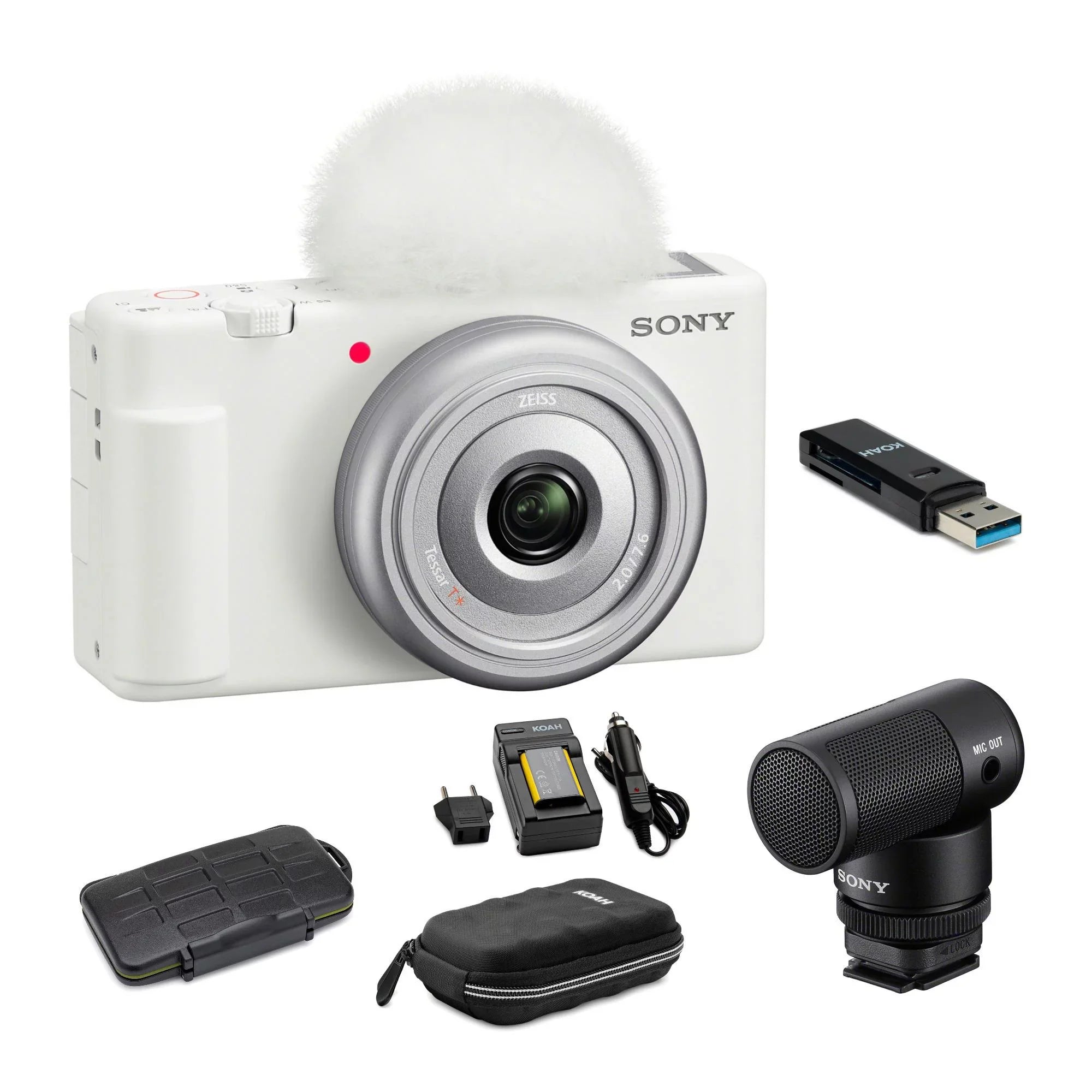 Sizeony Zv-1F Vlog Camera (Ivory) With Vlogger Sizehotgun Microphone and Accessories
