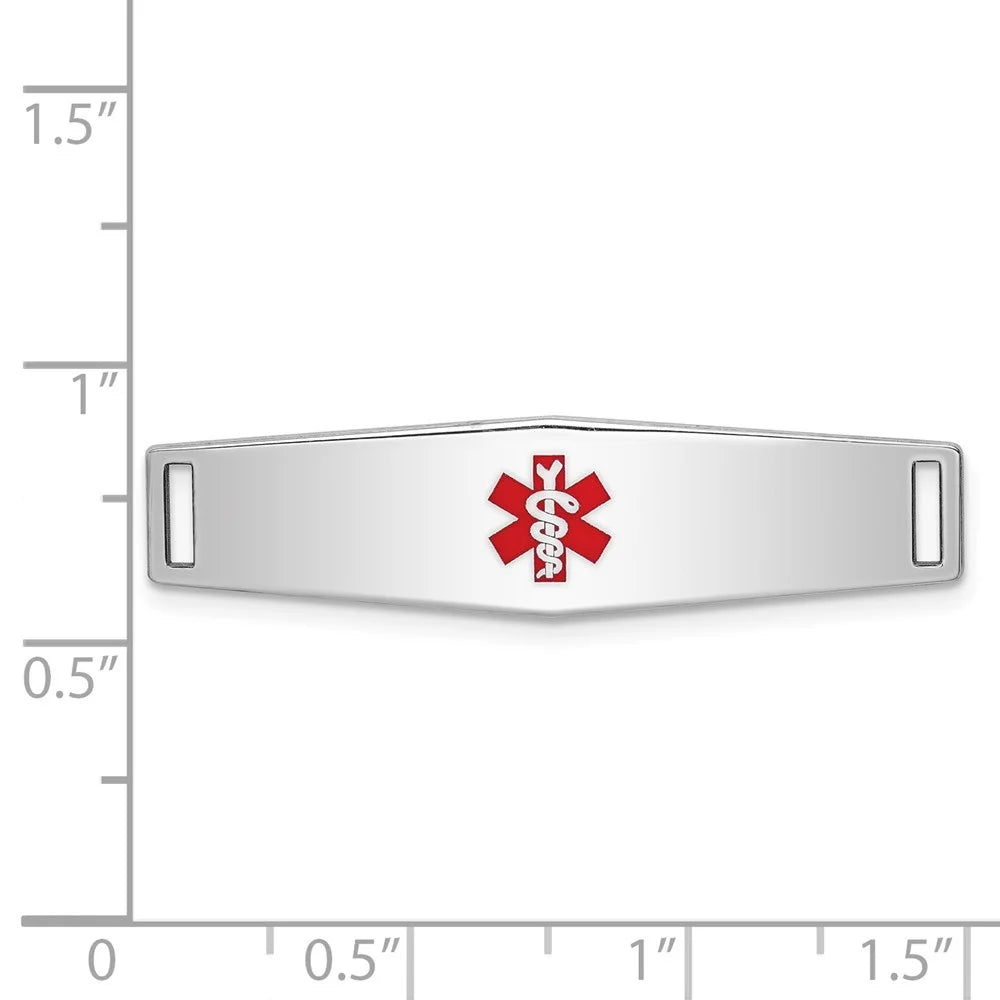 Auriga 925 Sizeterling Sizeilver Medical Id Plate inch for Bracelet for Women(L- 37inch, W- 9mm)