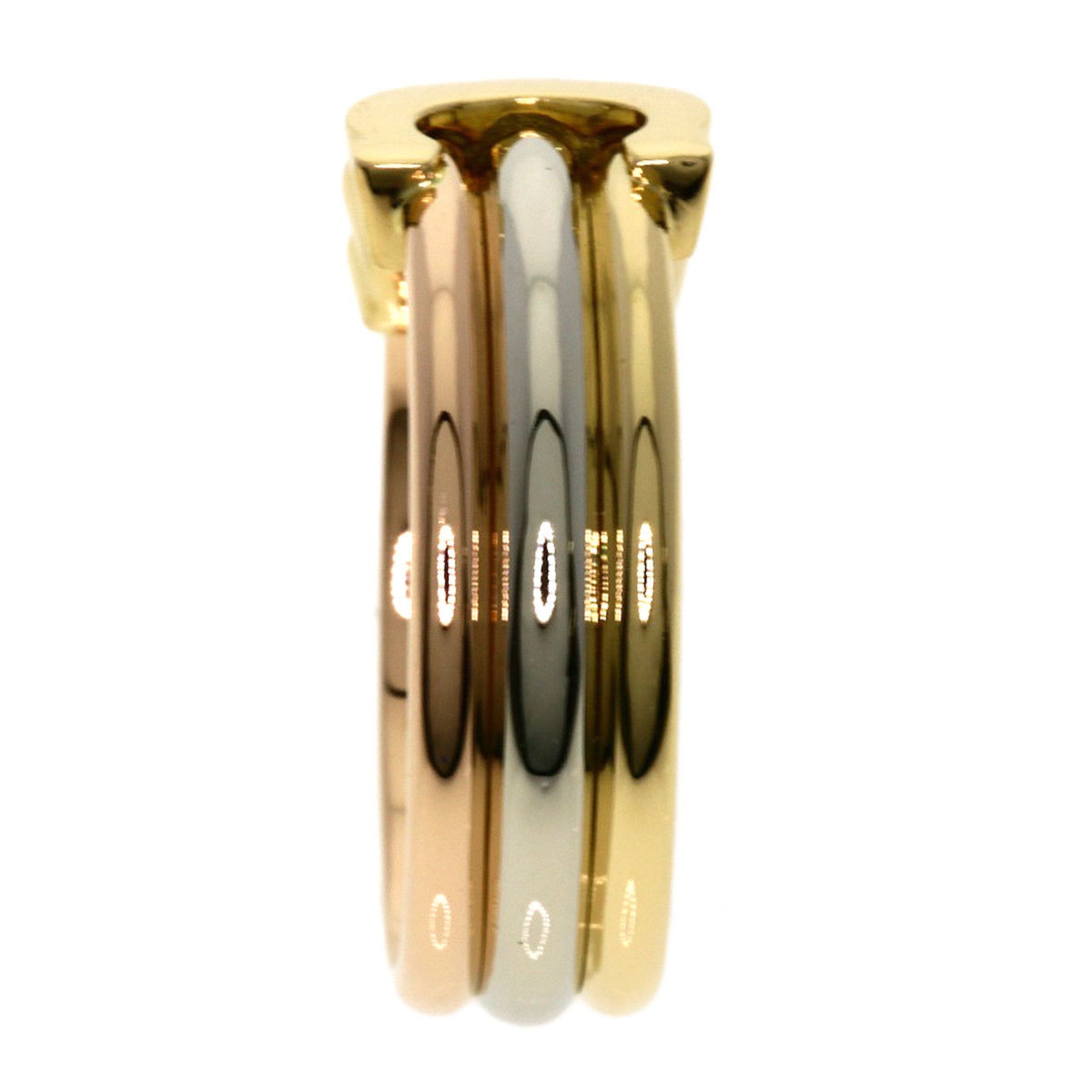 Pre-Owned Cartier 2C Ring #50 K18 Yellow Gold/K18WG/K18PG Women's CARTIER (Good)