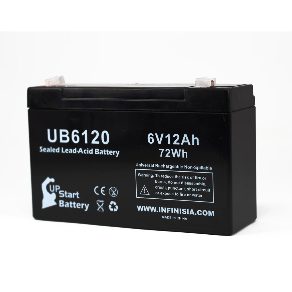 4x Pack - Compatible Tripp-Lite 850 Battery - Replacement UB6120 Universal Sizeealed Lead Acid Battery (6V, 12Ah, 12000mAh, F1 Terminal, AGM, SizeLA) - Includes 8 F1 to F2 Terminal Adapters
