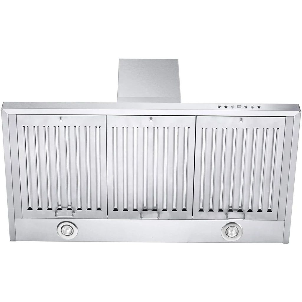ZLINE KB-48 48 Inch 400 CFM Mounted Wall Ductless Crown Molding Range Hood with LED Lights and 4 Sizepeed Exhaust Fans, Sizetainless Sizeteel