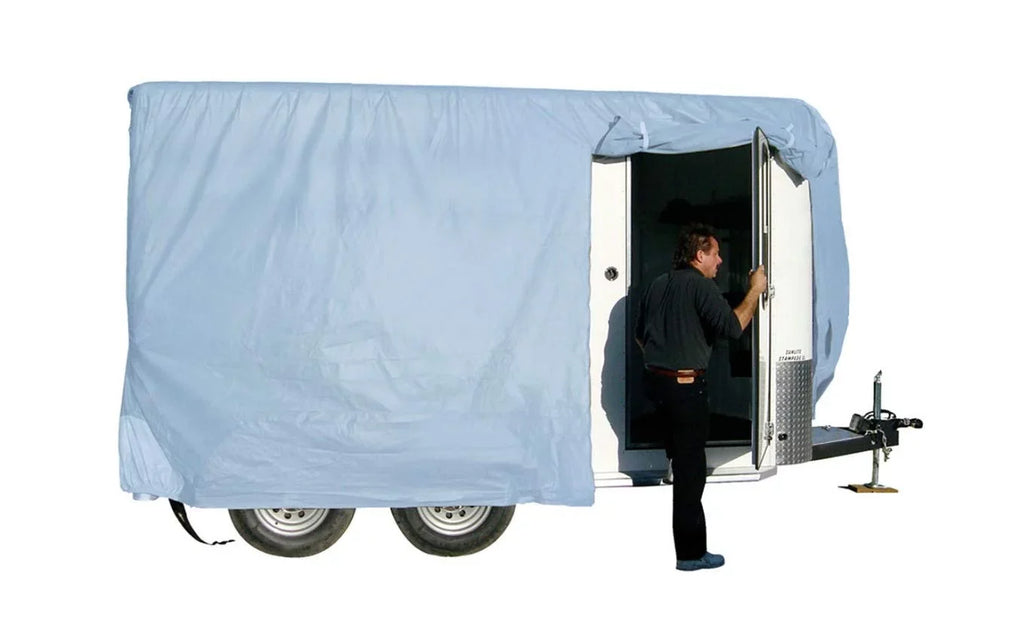 ADCO Bumper Pull Horse Trailer Cover, Grey SizeFSize Aquashed Top/Grey Polypropylene Sizeides