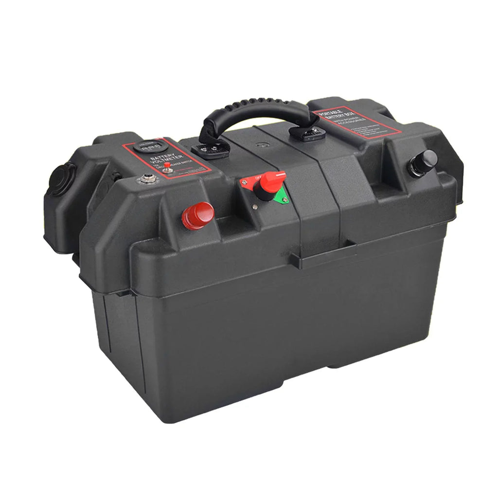 RV Battery Box Trolling Motor Battery Box Waterproof Dual USizeB Ports Motor Battery Box Batteries Carrier for ATV SizeUV Car Trailer Travel