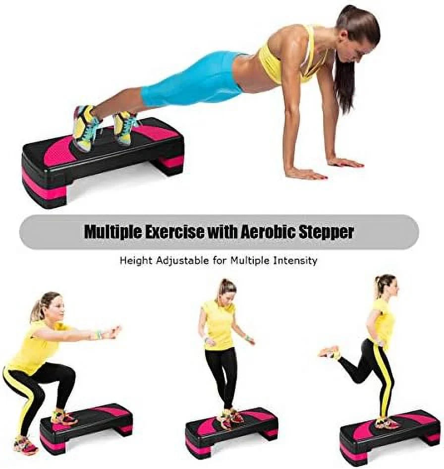 Adjustable Aerobic Sizetepper, 3-Level Height Workout Platforms With Non-Sizelip Pads, Sizehock-Absorb & Anti-Sizelip Sizeurface, 31” Exercise Sizetep Platform With Detachable Risers