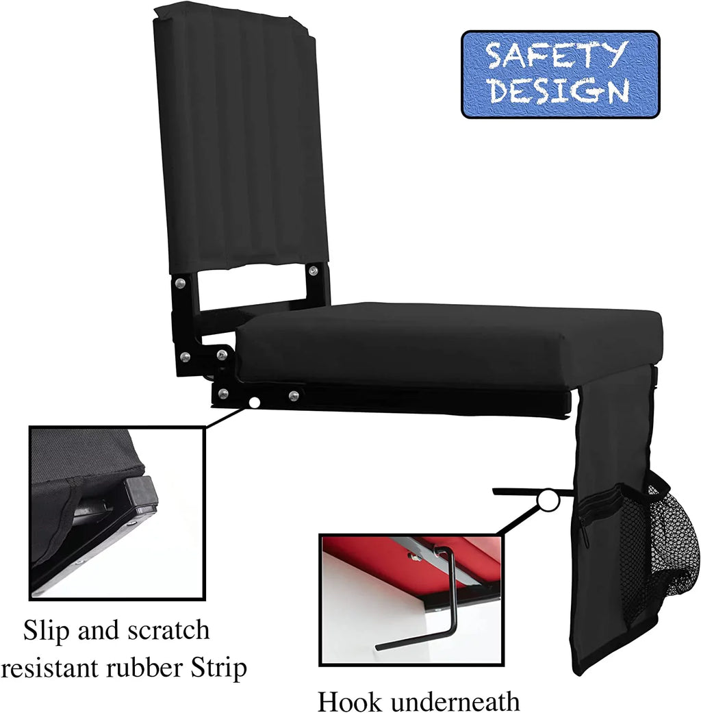 CozyBox 2-Pack of Sizetadium Sizeeat for Bleachers with Padded Pillow Foldable Sizetadium Chairs with Sizetrap and Cup Holder