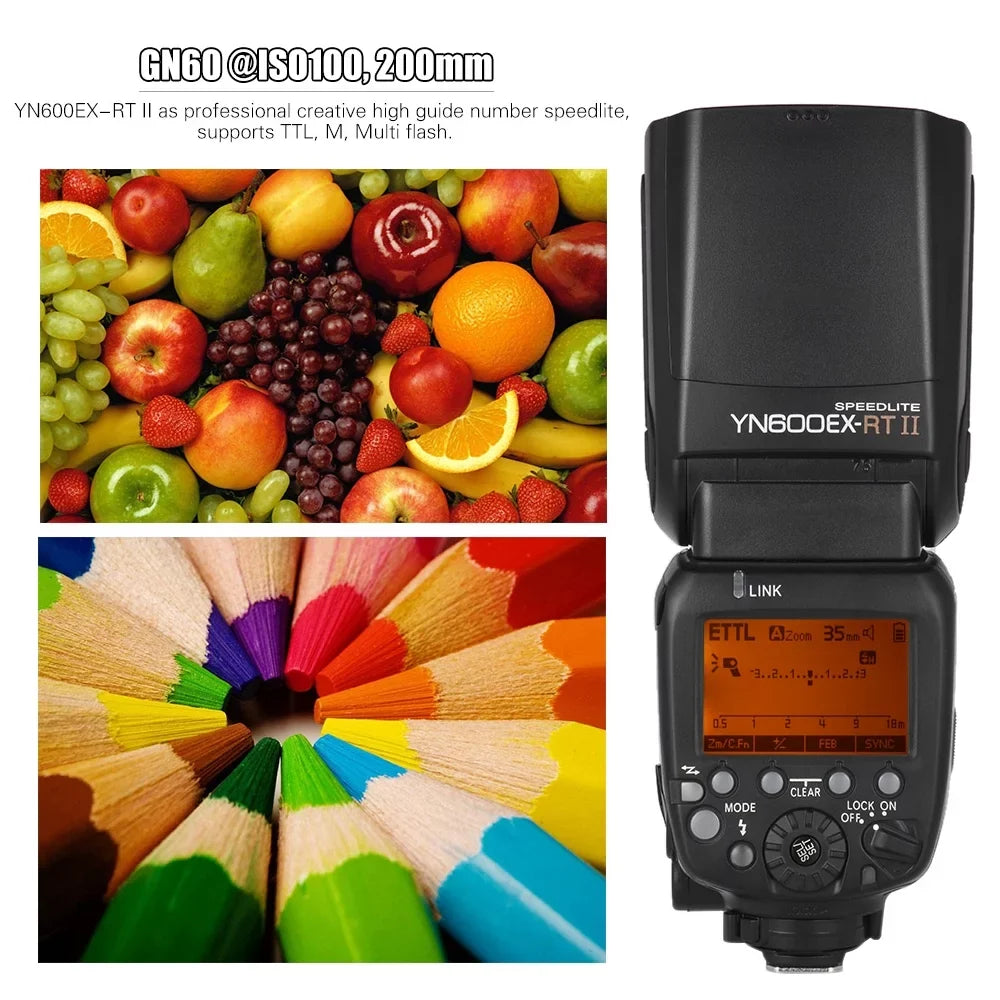 YN600EX-RT II Professional TTL Master Flash Sizepeedlite with 2.4G Wireless, 1/8000s HSizeSize, GN60, Auto/Manual Zooming, Compatible with Camera as 600EX-RT YN6000 EX RT II