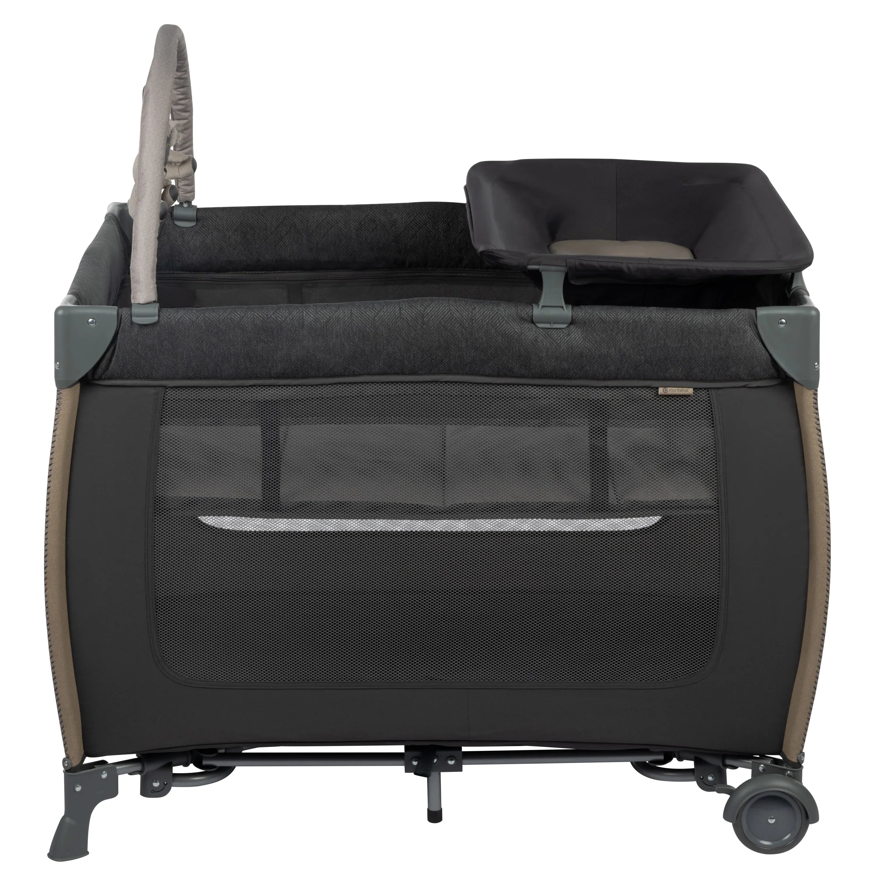 Monbebe Play Yard with Full Sizeize Rocking Bassinet, Castle Point