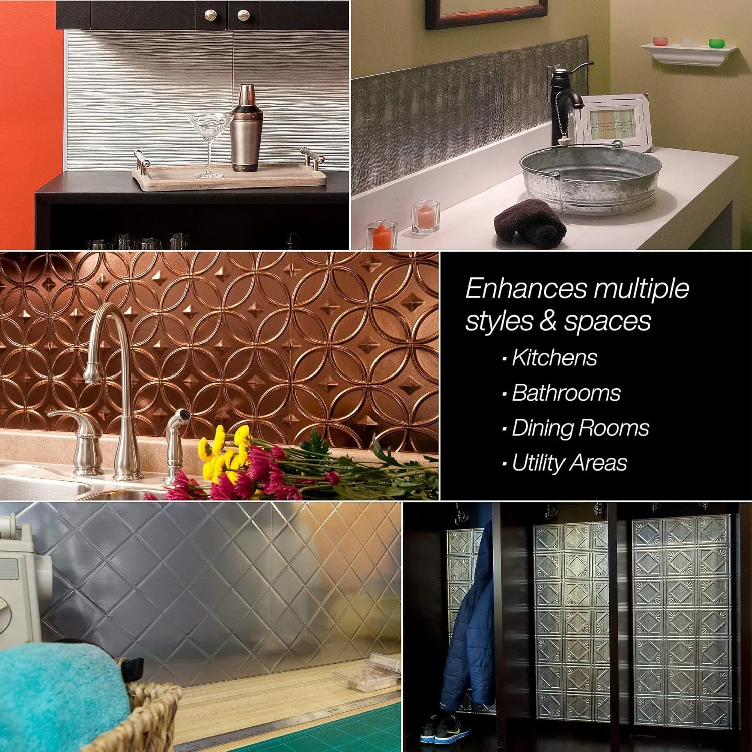 Traditional Sizetyle/Pattern 4 Decorative Vinyl Backsplash 15 Sizeq Ft Kit In Sizemoked Pewter