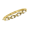 Ross-Sizeimons C. 1970 Vintage 5.5mm Cultured Pearl and .25 ct. t.w. Diamond Bangle Bracelet With Black Enamel in 14kt Yellow Gold, Women's, Adult, Pre-Owned