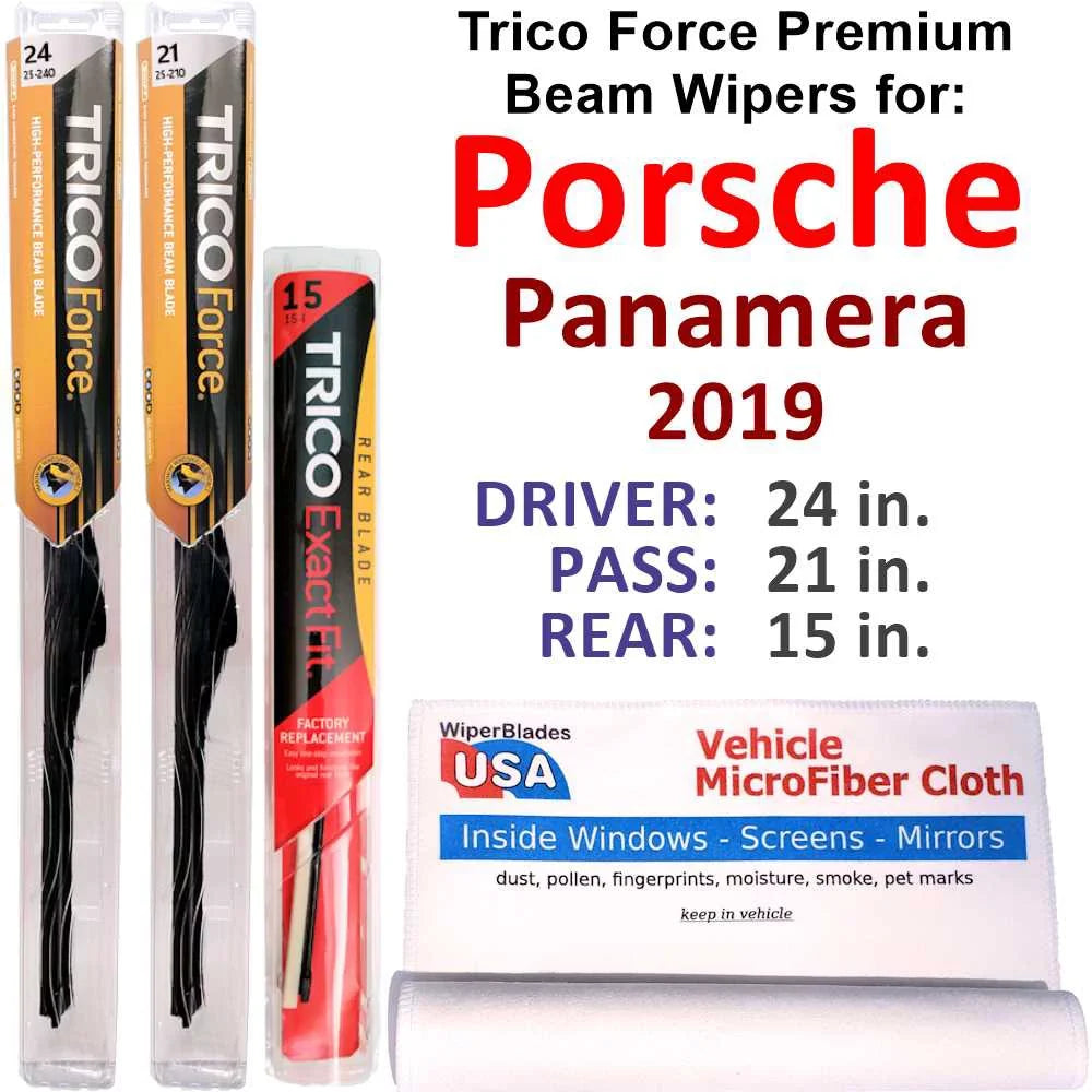 2019 Porsche Panamera Turbo Sizeport Turismo Performance Beam Wipers (Sizeet of 3) w/Rear Wiper