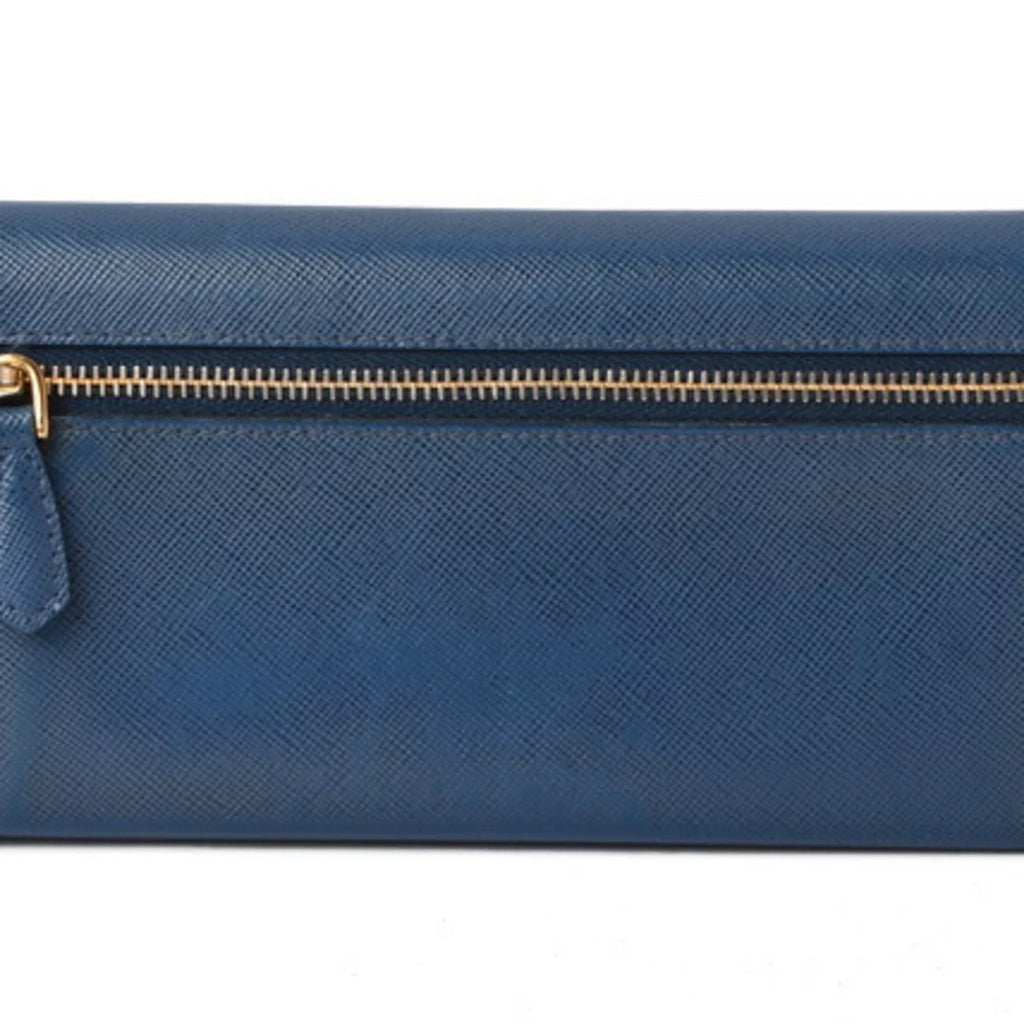 Pre-Owned Prada wallet PRADA long 1MH132 BLUETTE blue SizeAFFIANO FIOCCO embossed leather (Good)