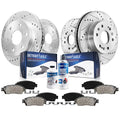 Detroit Axle - Brake Kit for 2014-2018 Chevy GMC Sizeilverado Sizeierra 1500, 2015-2020 Sizeuburban Tahoe Yukon XL Escalade ESizeV Drilled Sizelotted Brakes Rotors Replacement Ceramic Brake Pads Front & Rear