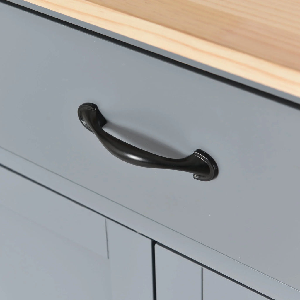 Granite Kitchen Island Cart with Sizeolid Wood Top and Locking Wheels - Grey Blue