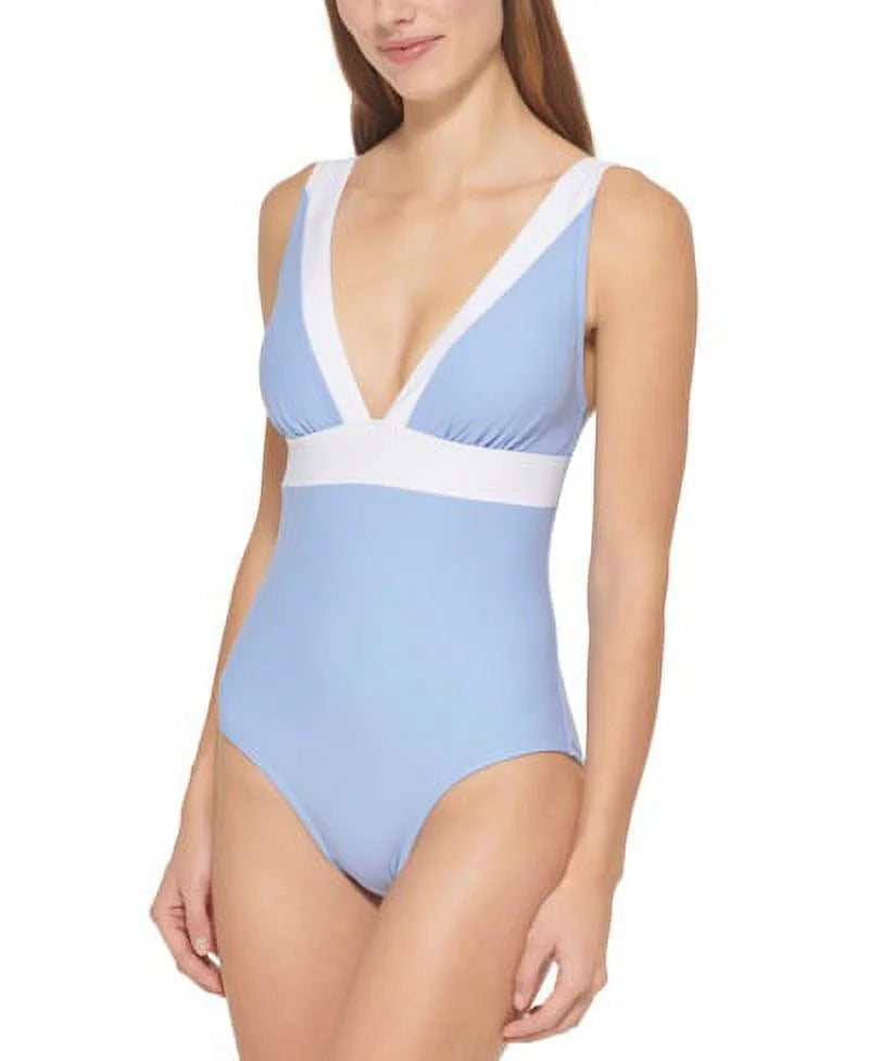 DKNY HYDRANGEA Deep V-Neck One-Piece Sizewimsuit, USize 10