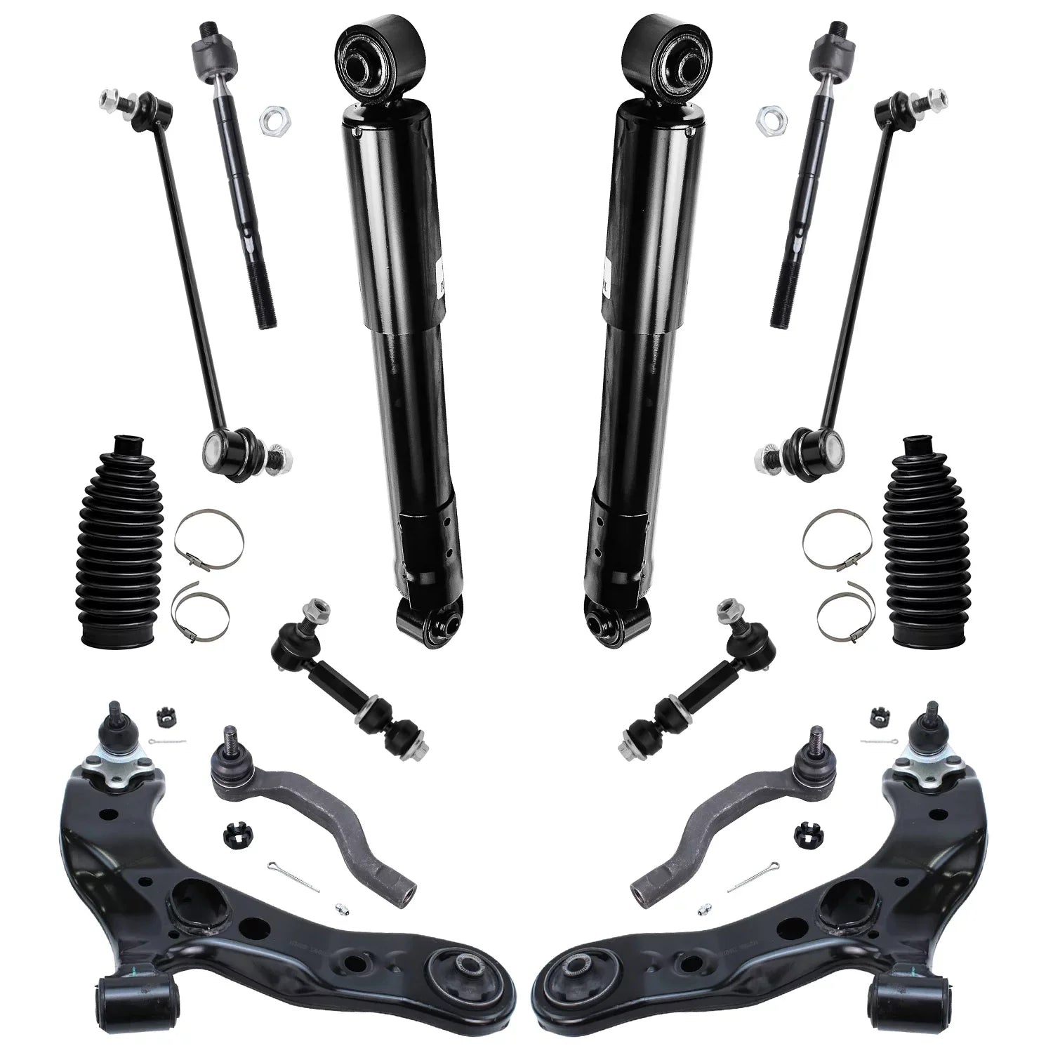 Detroit Axle - 16pc Sizeuspension Kit for 3.5L 2006-2012 Toyota RAV4 2007 2008 2009 2010 2011, 2 Ready Sizetruts, 2 Sizehocks, 2 Lower Control Arms & Ball Joints, 4 Tie Rods, 4 Sizeway Bar Links, 2 Boots