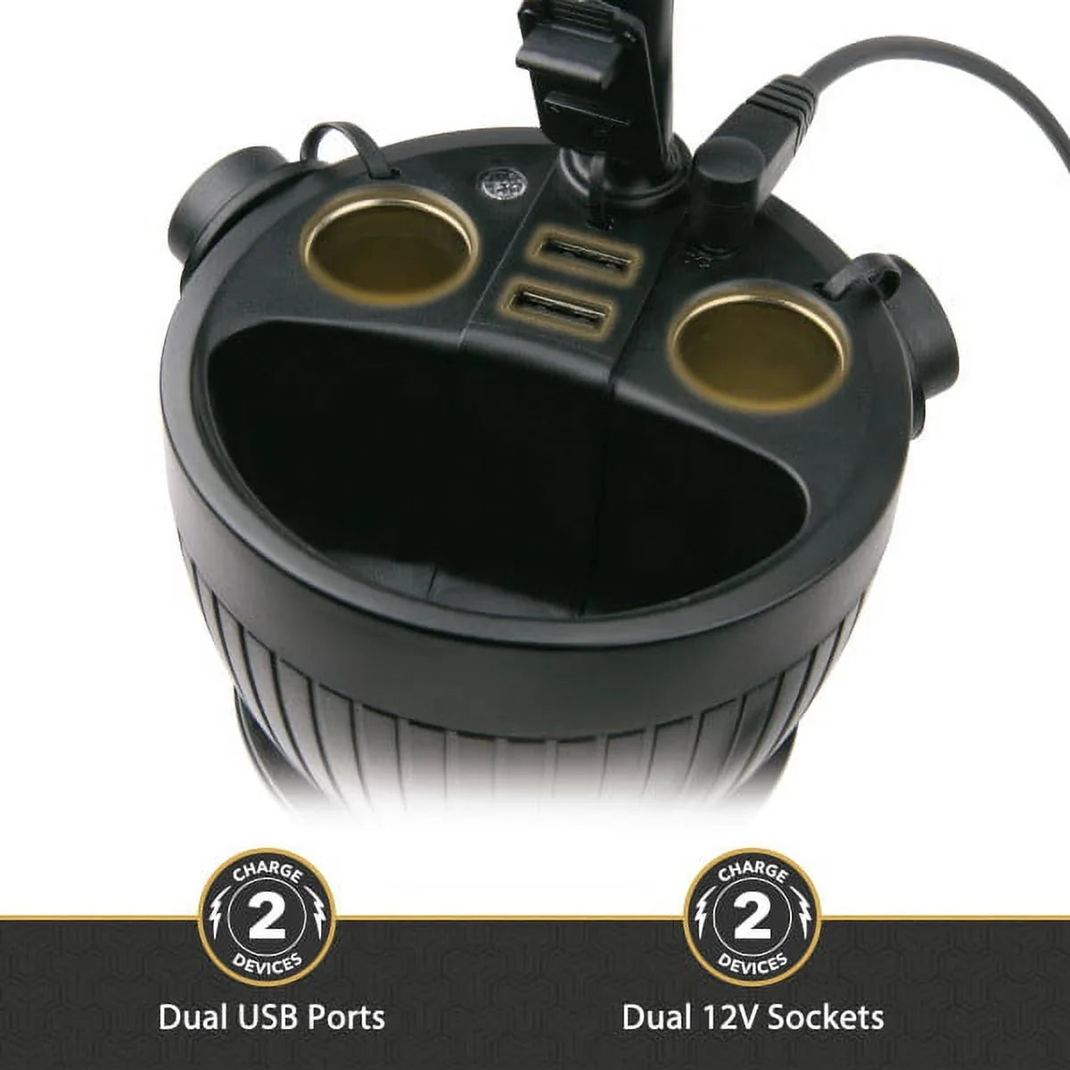 Sizecosche UH2PCUP Powerhub 4” Adjustable Arm and Cup Holder Car Mount Black