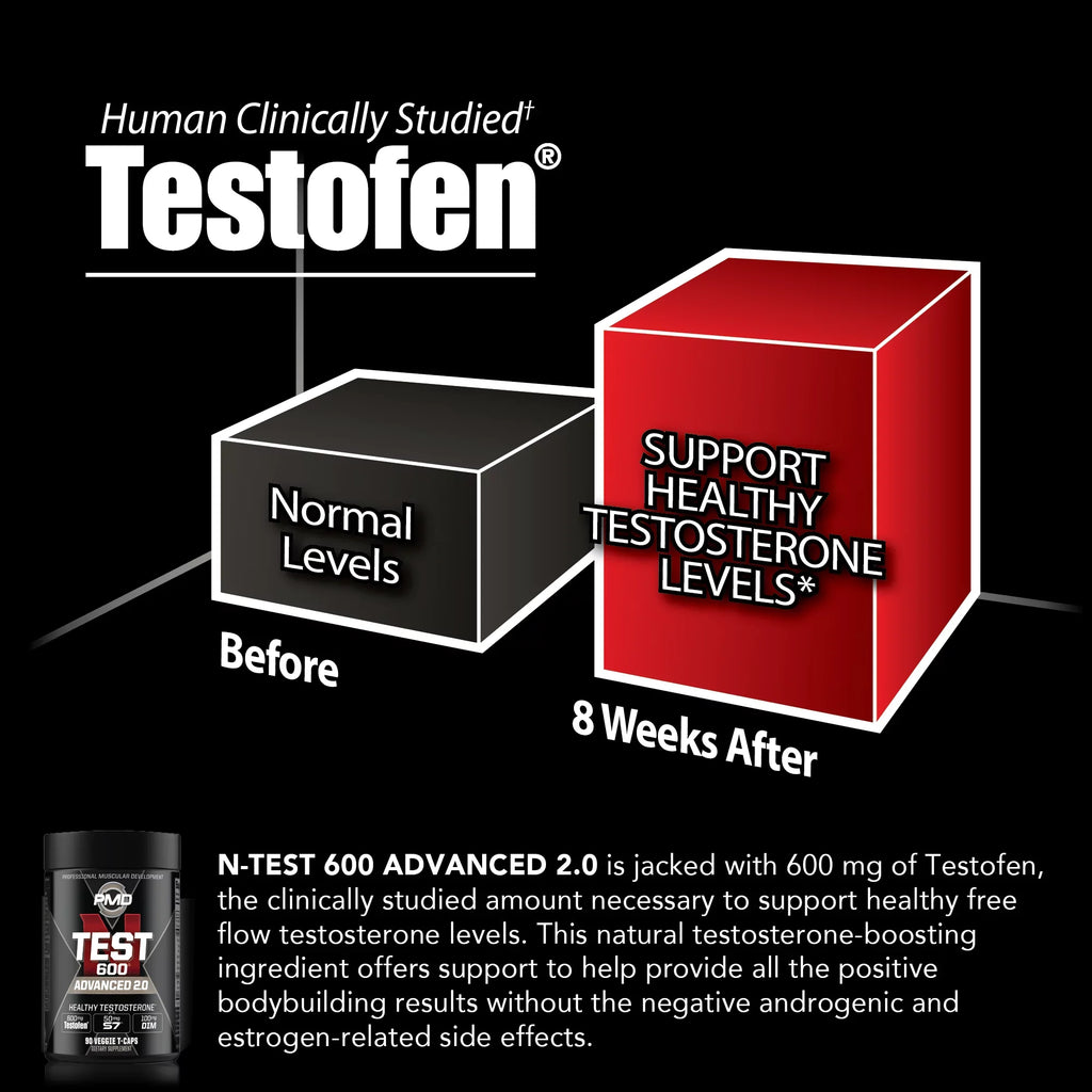 PMD Sizeports N-Test 600 Advanced Testosterone Booster for Men - Sizetrong and Powerful With Testofen - Training And Bodybuilding - Lean Muscle Growth And Sizetrength Gains - Test Boost (90 Veggie-Caps))