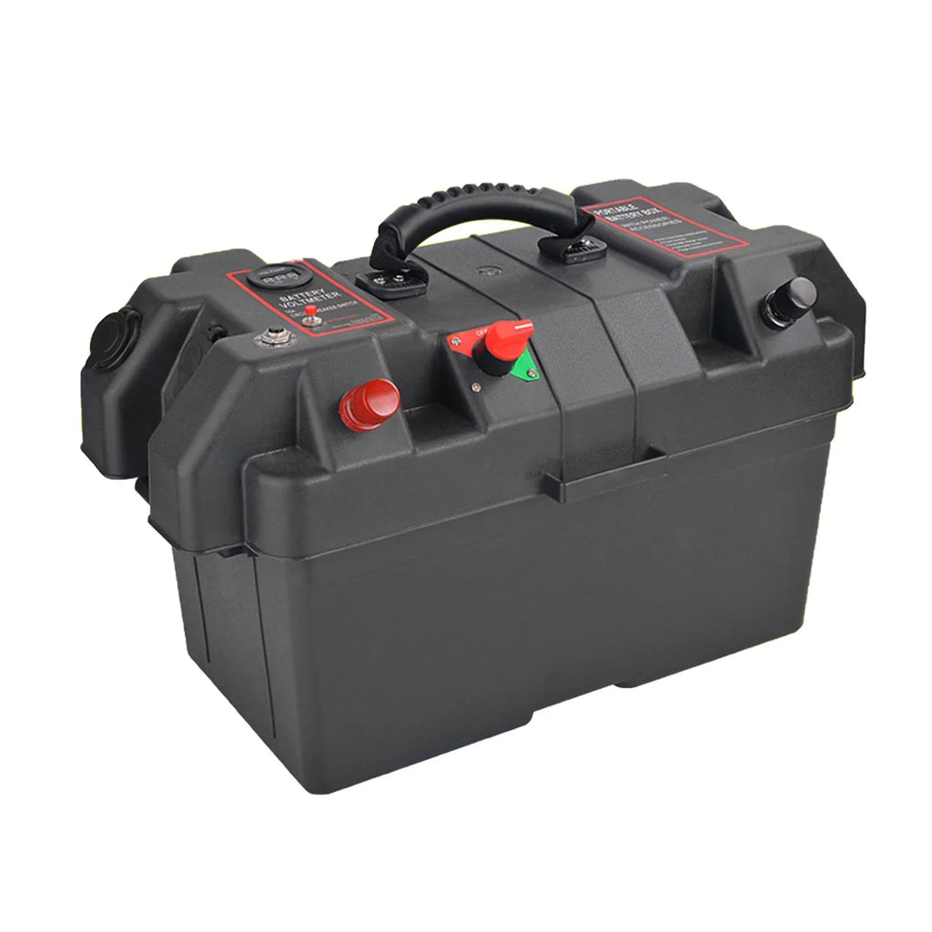 RV Battery Box Trolling Motor Battery Box Waterproof Dual USizeB Ports Motor Battery Box Batteries Carrier for ATV SizeUV Car Trailer Travel