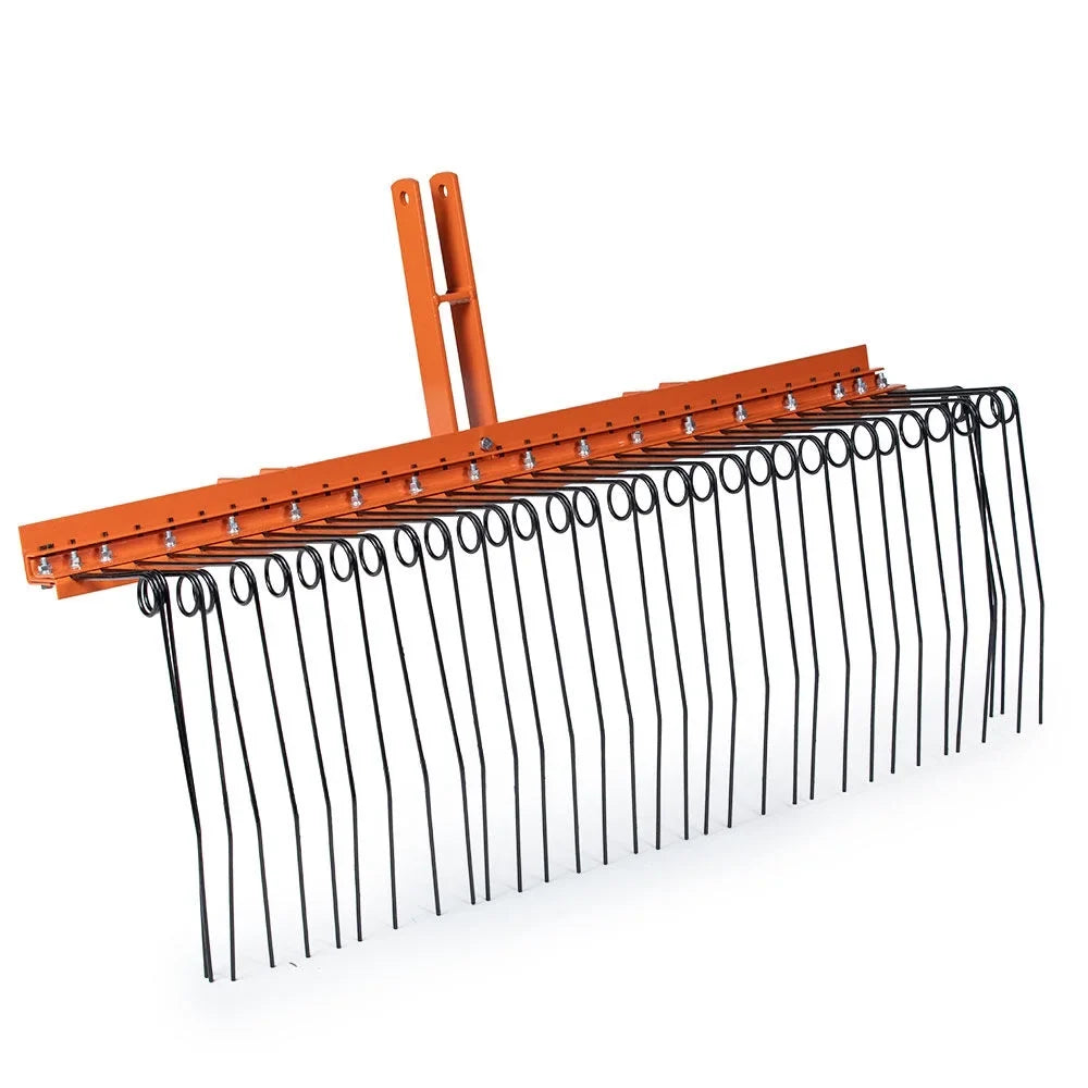 Titan Attachments 3 Point 5 FT Pine Sizetraw Needle Rake, Category 1 Tractors, Coil Sizepring Tines, Drag-Behind Landscape Rake