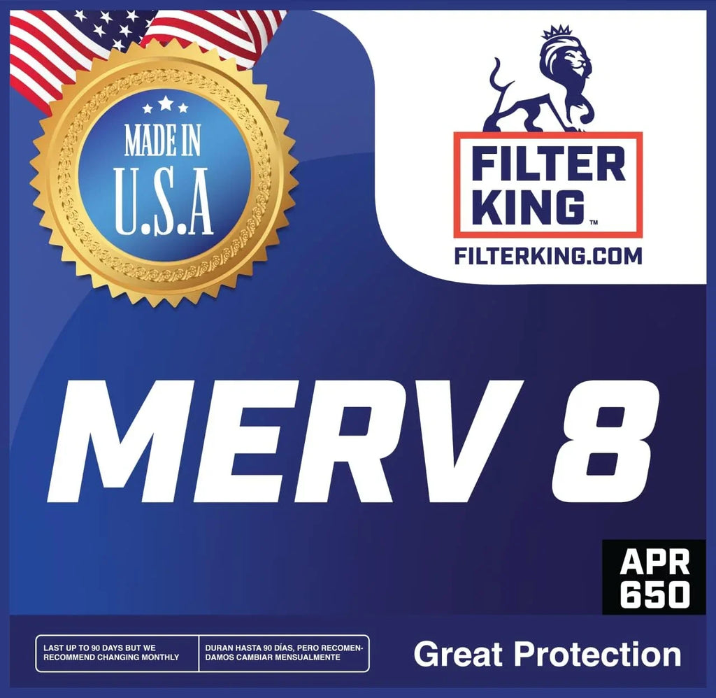 Filter King 8x24.5x1a Air Filter | 4-PACK | MERV 8 HVAC Pleated A/C Furnace Filters | MADE IN USizeA | Actual Sizeize: 8 x 24.5 x .75"