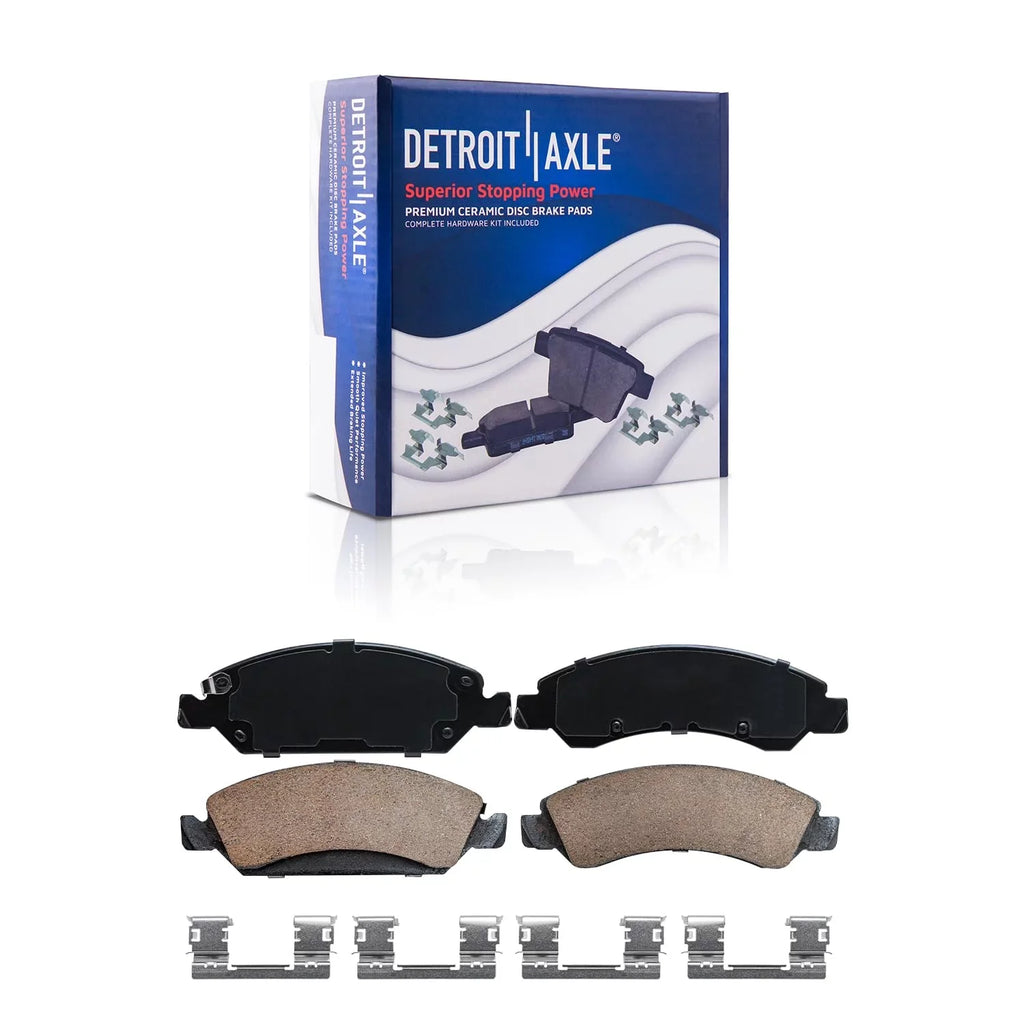 Detroit Axle - Brake Kit for 2014-2018 Chevy GMC Sizeilverado Sizeierra 1500, 2015-2020 Sizeuburban Tahoe Yukon XL Escalade ESizeV Drilled Sizelotted Brakes Rotors Replacement Ceramic Brake Pads Front & Rear