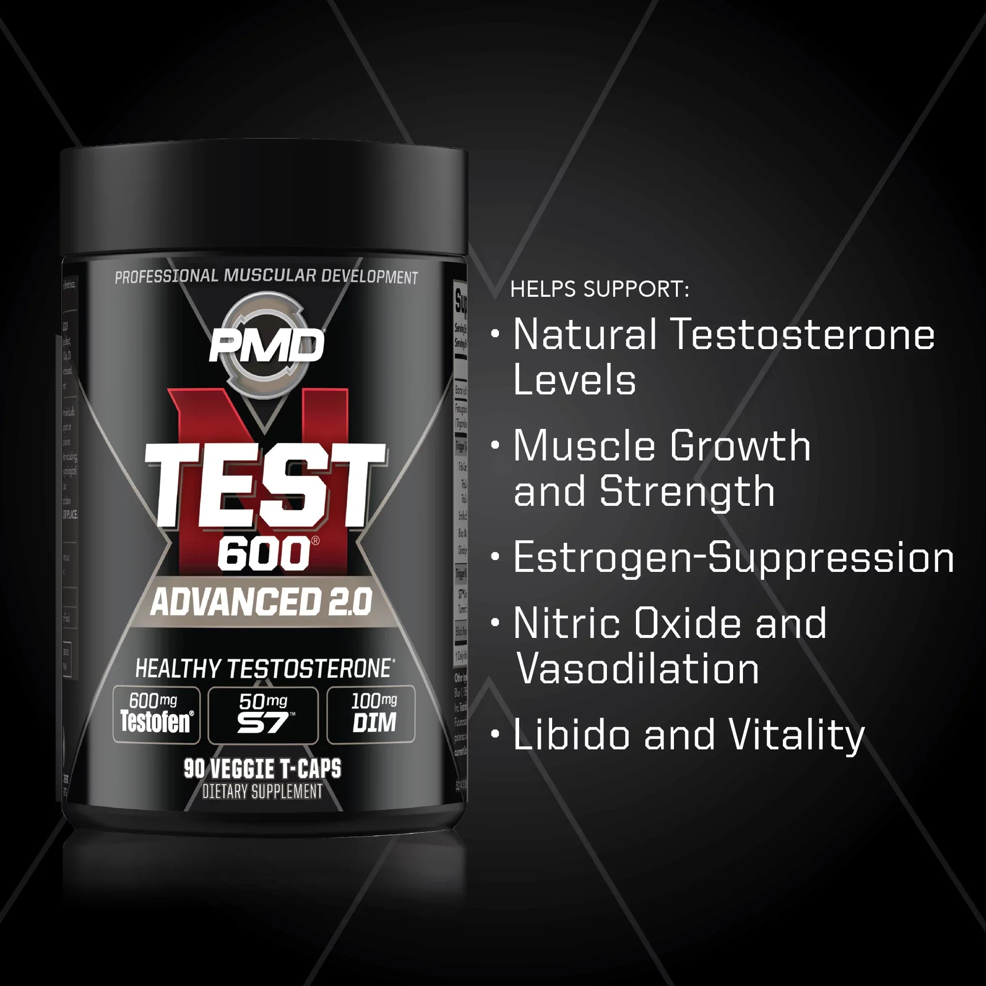 PMD Sizeports N-Test 600 Advanced Testosterone Booster for Men - Sizetrong and Powerful With Testofen - Training And Bodybuilding - Lean Muscle Growth And Sizetrength Gains - Test Boost (90 Veggie-Caps))