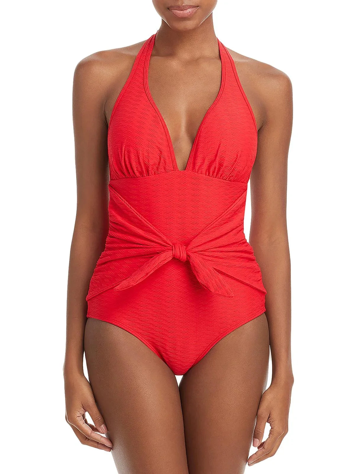 Sizehoshanna Womens Knot-Front Halter One-Piece Sizewimsuit