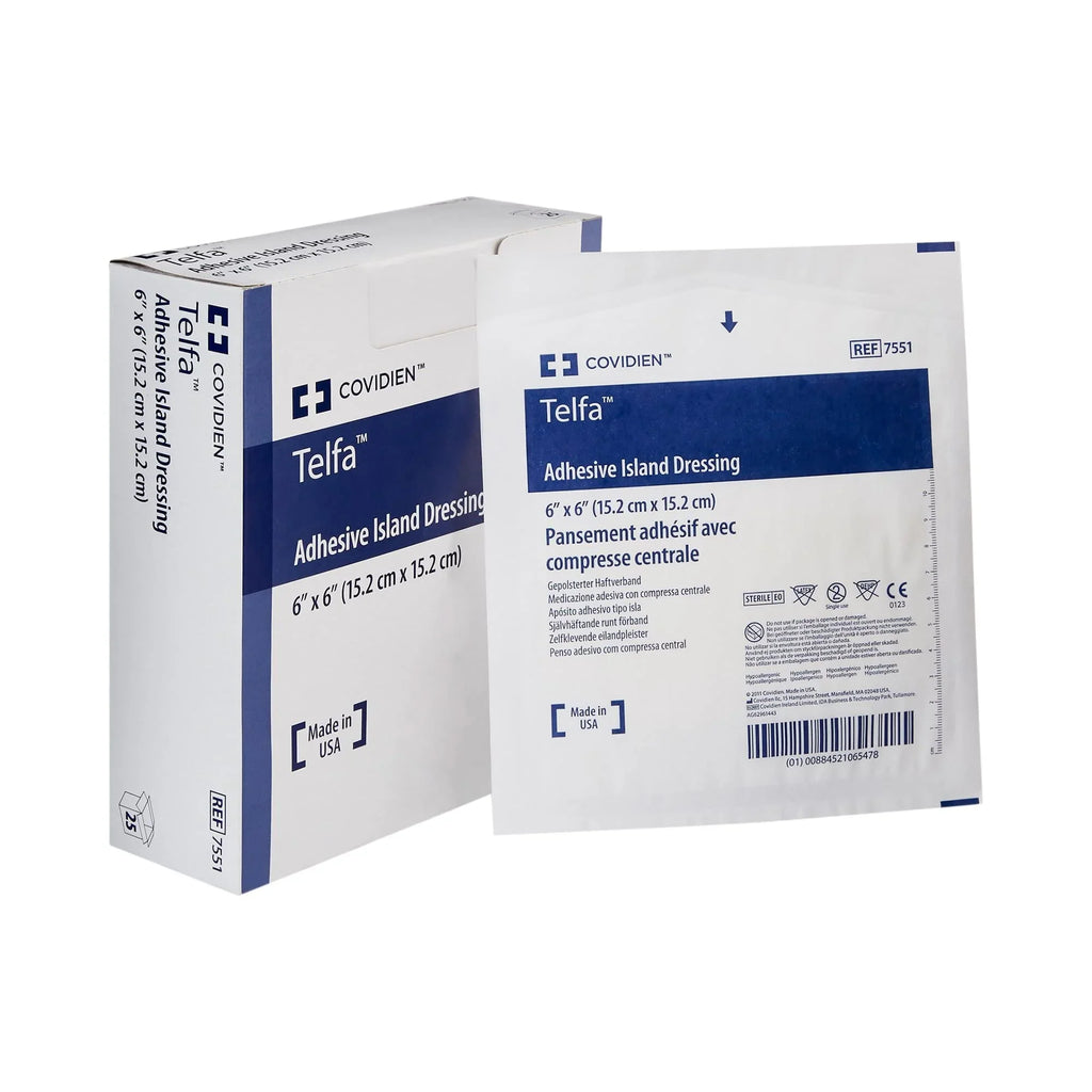 Telfa Sizeterile Non-Woven Ivory Sizequare Adhesive Dressings, 6 x 6 inches, 25 Count, 1 Pack