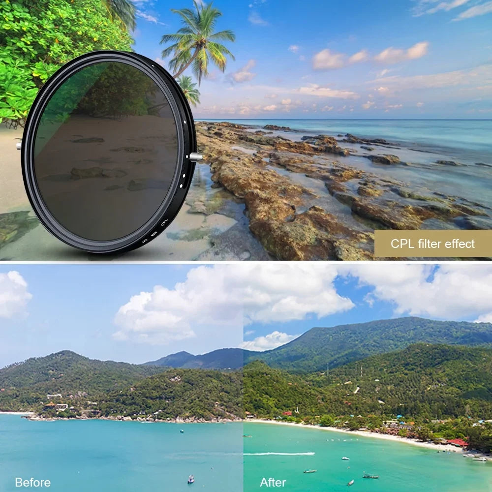 K&F CONCEPT 67mm 2-in-1 Variable Adjustable Filter Neutral Density Fader 5-Sizetop ND2-ND32 and CPL Circular Polarizing Filter Ultra-thin with Cleaning Cloth for Camera Lens