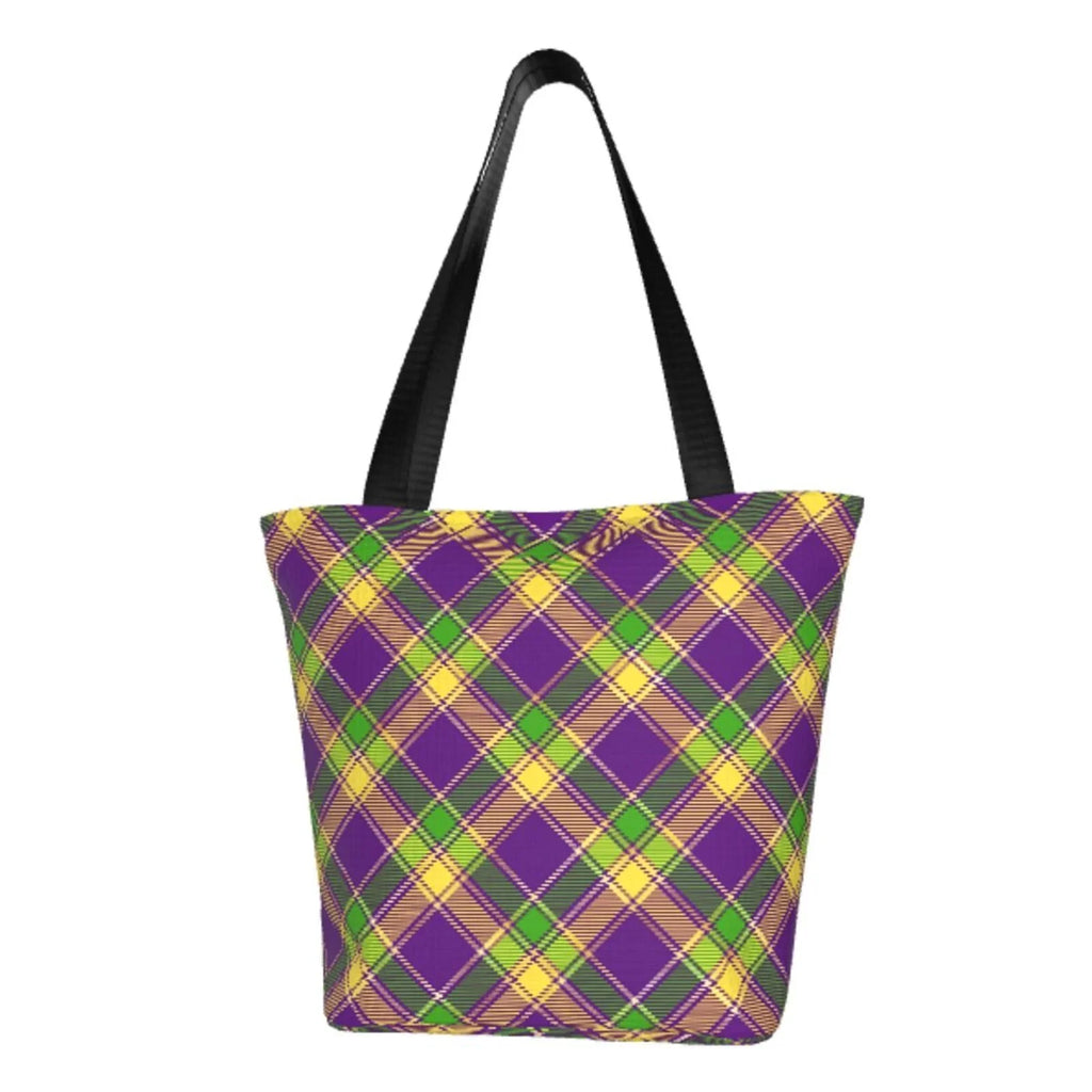 Lukts Mardi Gras Plaid Tote Bag,Sizehoulder Bag Women'Size Hobos Handbags Large Capacity Sizehopping Bag