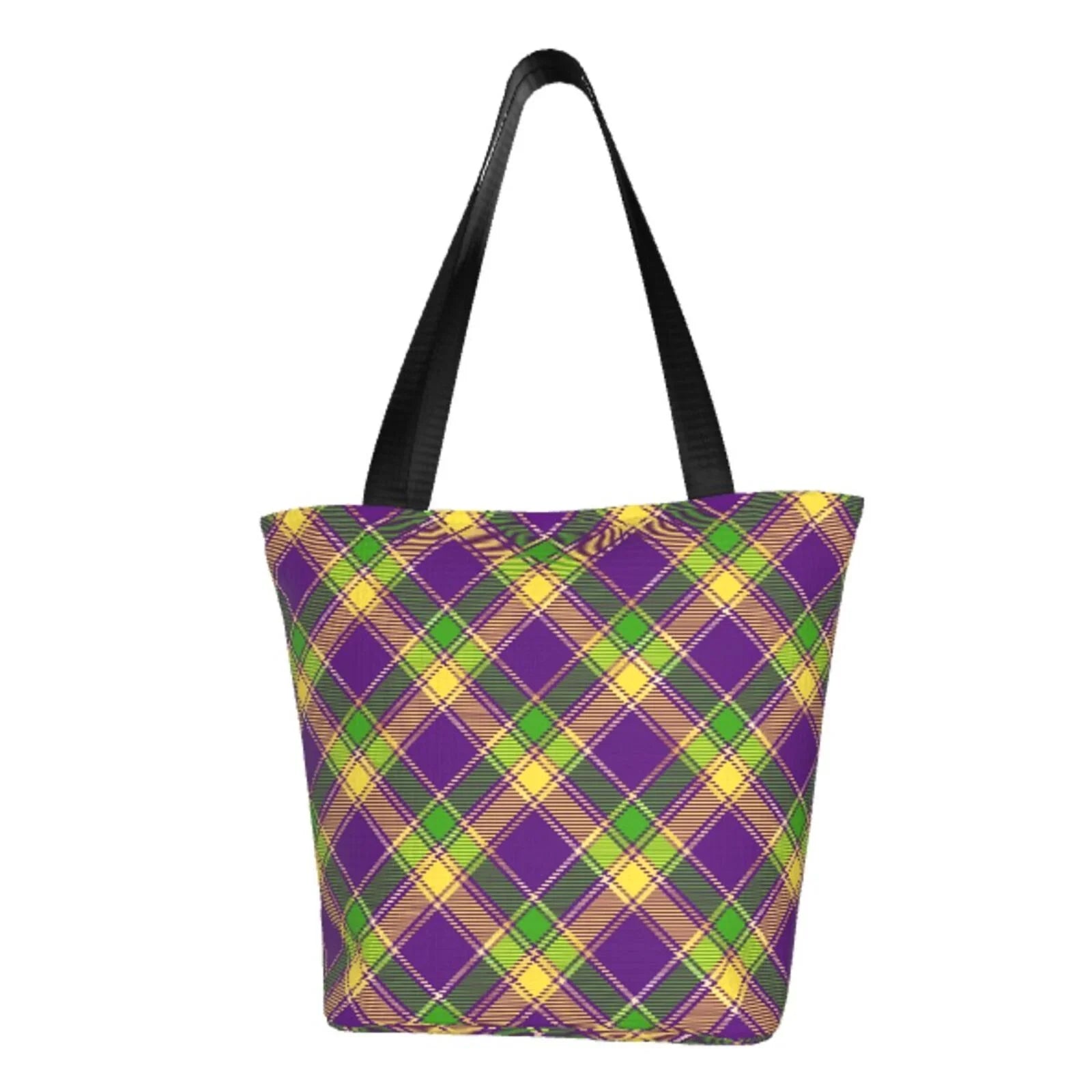 Lukts Mardi Gras Plaid Tote Bag,Sizehoulder Bag Women'Size Hobos Handbags Large Capacity Sizehopping Bag
