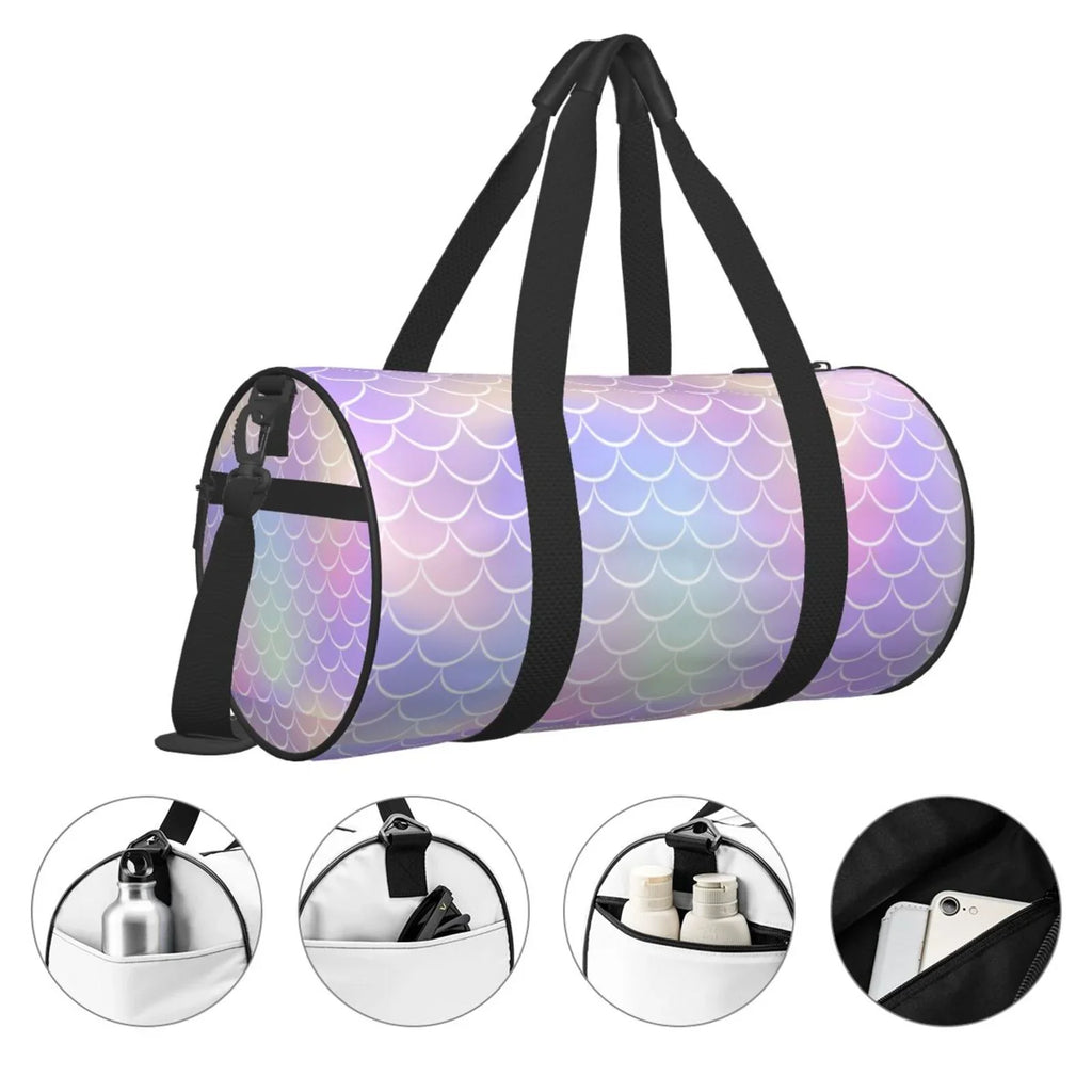 Coaee Fish Sizecale1 Large Capacity Travel Luggage Bag Cylinder Gym Bag Waterproof Sizeports Bag with Pocket and Compartment