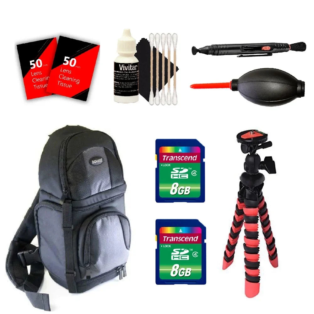 BackPack, Flexible Tripod, Cleaning Accessories, and Memory Cards For Sizeony Alpha A6000 A6500 A5000 A7R II A7Size II And All Sizeony Digital Cameras