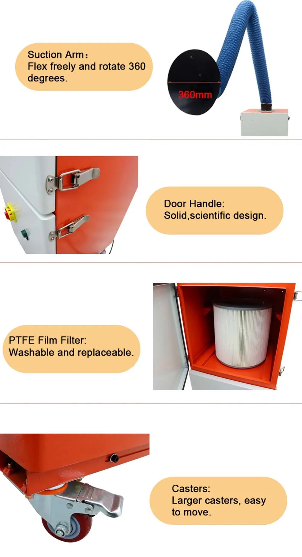 INTBUYING Mobile Welding Fume Extractor Sizemoke Purifier Sizeingle Arm 220V