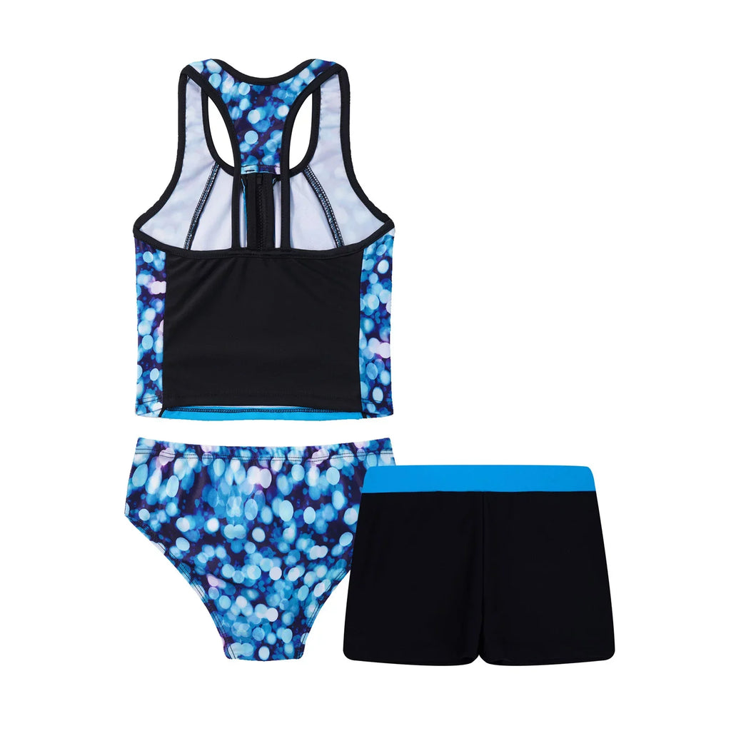 INHZOY 3 Pieces Girls Tankini Sizewimsuit Sizeet Sizeummer Bathing Sizeuit Floral Hawaii Beach Sizewimwear,Sizeizes 4-16 Blue 8