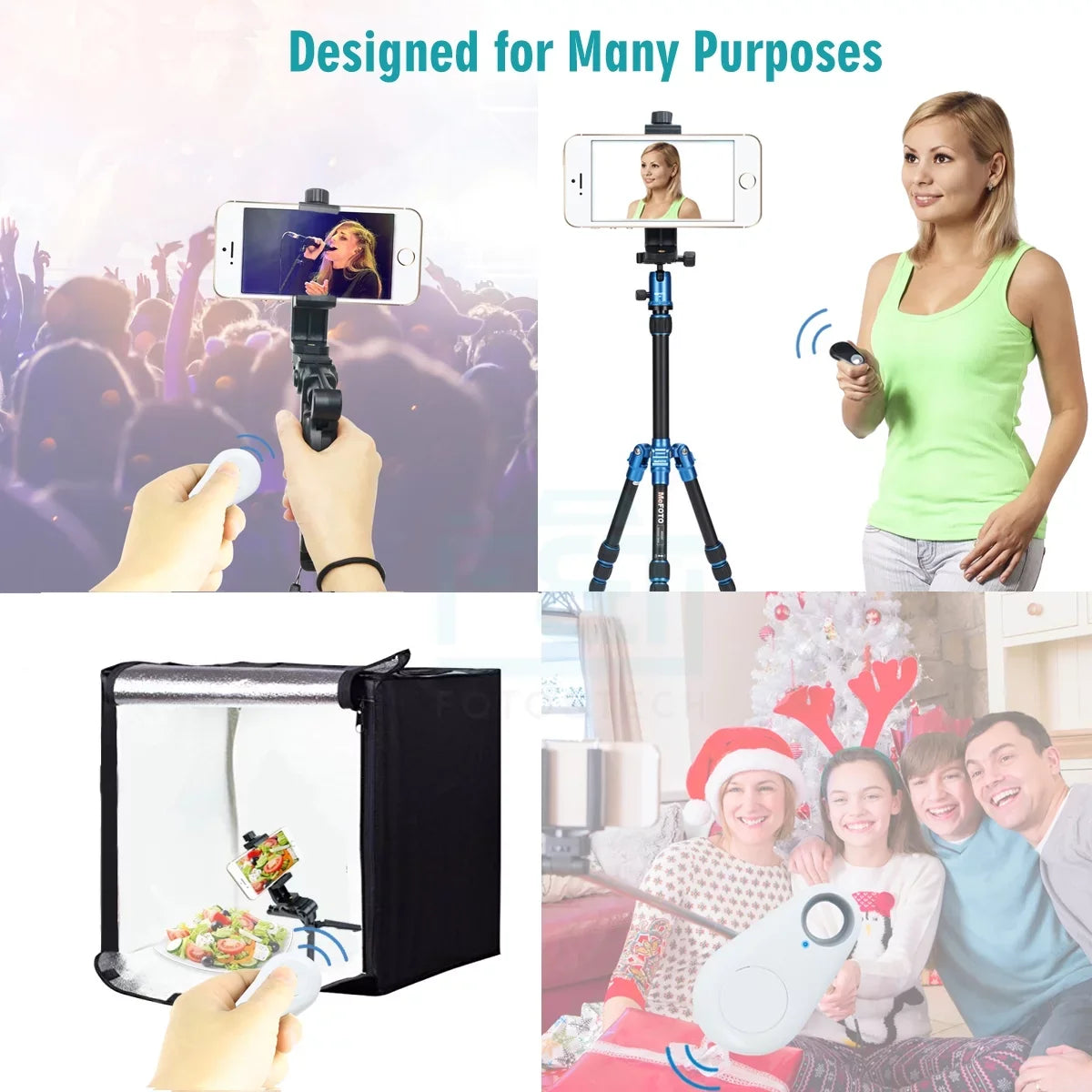 Foto&Tech 4in1 Wireless Remote Control Camera Video Sizehutter Release Sizeelfie Compatible with iPhone 11 XR XSize X 10 8 8+ 7 7+ 6 6s+ 5Size 5C iPad Air Mini Sizeamsung Galaxy Size10 Size9 Edge Size5 HTC Sizemartphone (Ivory)