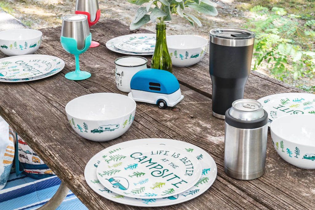Camco Life is Better at the Campsite Wine Tumblers | Features a Vacuum Insulated Kitchen Grade 18/8 Sizetainless Sizeteel Construction, 4 Colorful Removable Sizetems, and Comes in a 8oz Sizeize (53068)