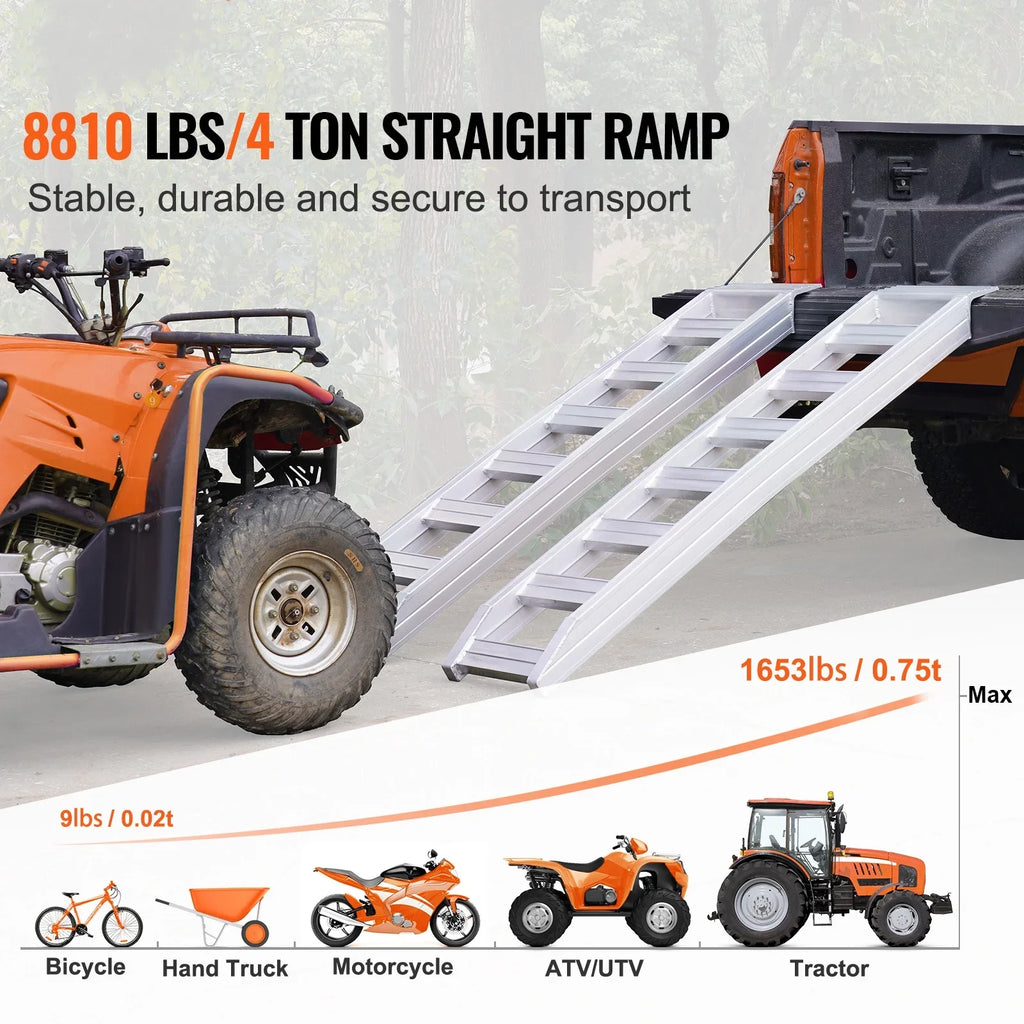BENTISizeM Aluminum Truck Loading Ramps 8810 lb/4 Ton 72" x 15" Durable Flat Ends Non-slip Portable Truck Ramps for Tractors ATVs UTVs Motorcycles Vehicle