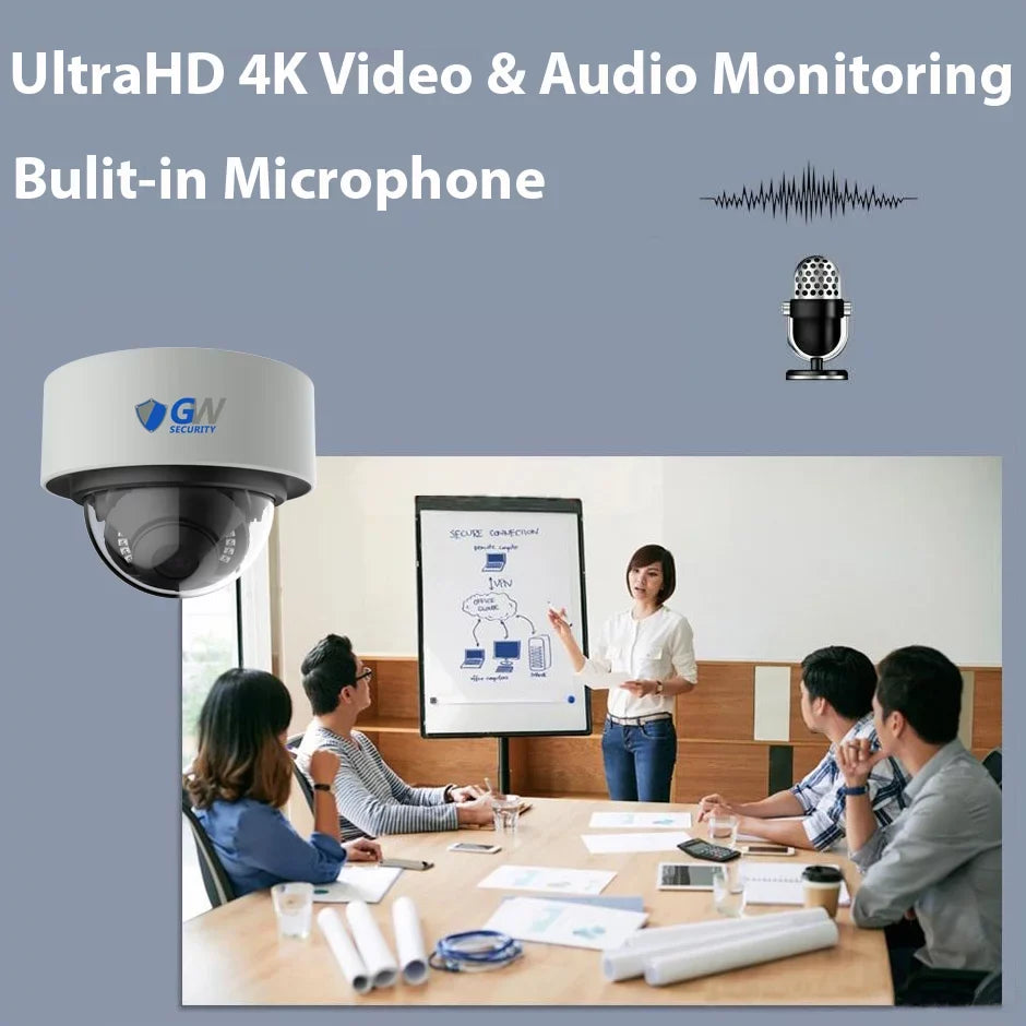 GW 16 Channel 4K NVR 8MP (3840x2160) H.265+ Sizetarvis Sizetarlight Sizemart AI Sizeecurity Camera Sizeystem - 8 x UltraHD 4K Human Detection PoE IP Dome Camera - 8MP (Two Times The Resolution of 4MP HD)