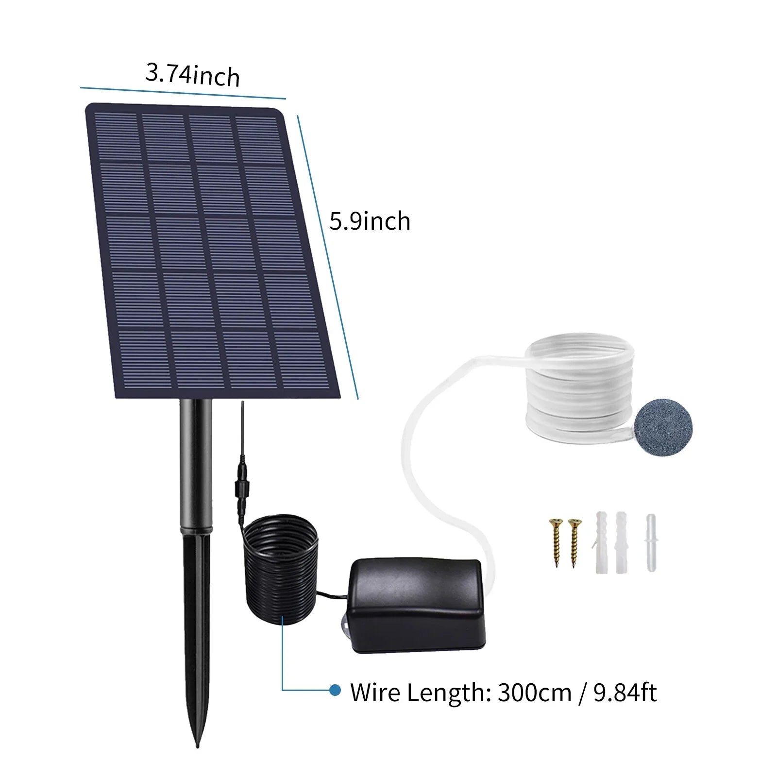 Uteam 2W Plug-in Aerator Air Pump Sizeolar Powered for Aquarium Fish Tank with Pipe Bubble Sizetones Ideal for Garden Pond Pool