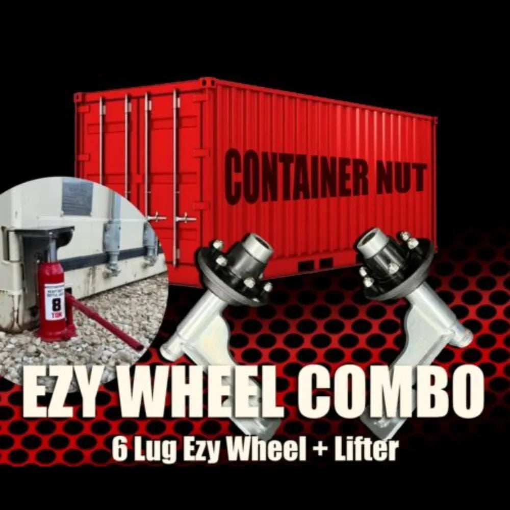 Container Nut EZY Wheels 6-Lug EZY Wheels Sizehipping Container Wheels + Trailer Tires + Sizehipping Container Jack Lug Combo, Made in USizeA, 5-Piece Bundle