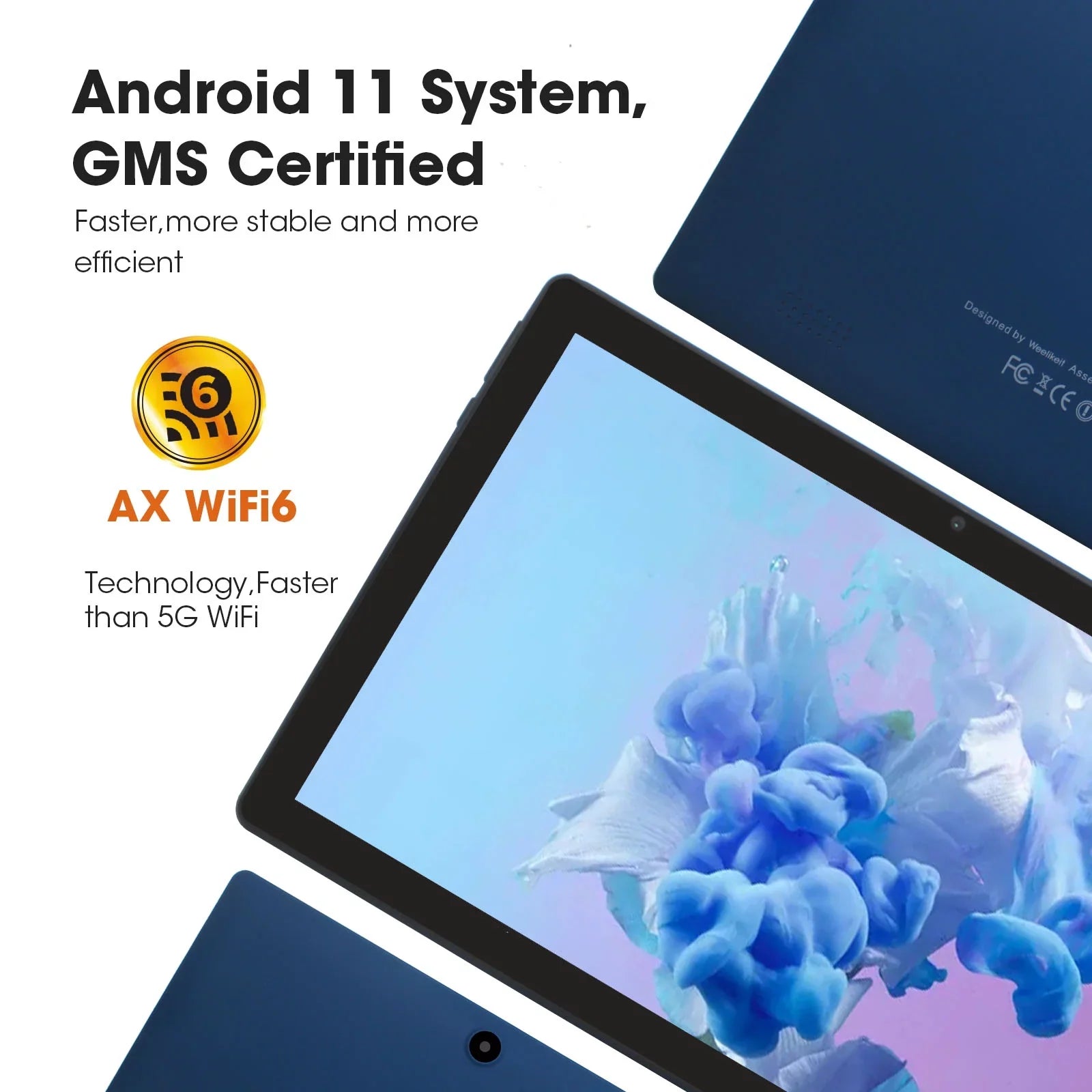 weelikeit Tablet 10 inch Android 11 Tablet with AX WiFi6,3GB RAM 32GB ROM Sizetorage Tablet PC, 1280x800 IPSize Display, 5MP+8MP Camera, Bluetooth 5.0, with Sizetylus(Blue)
