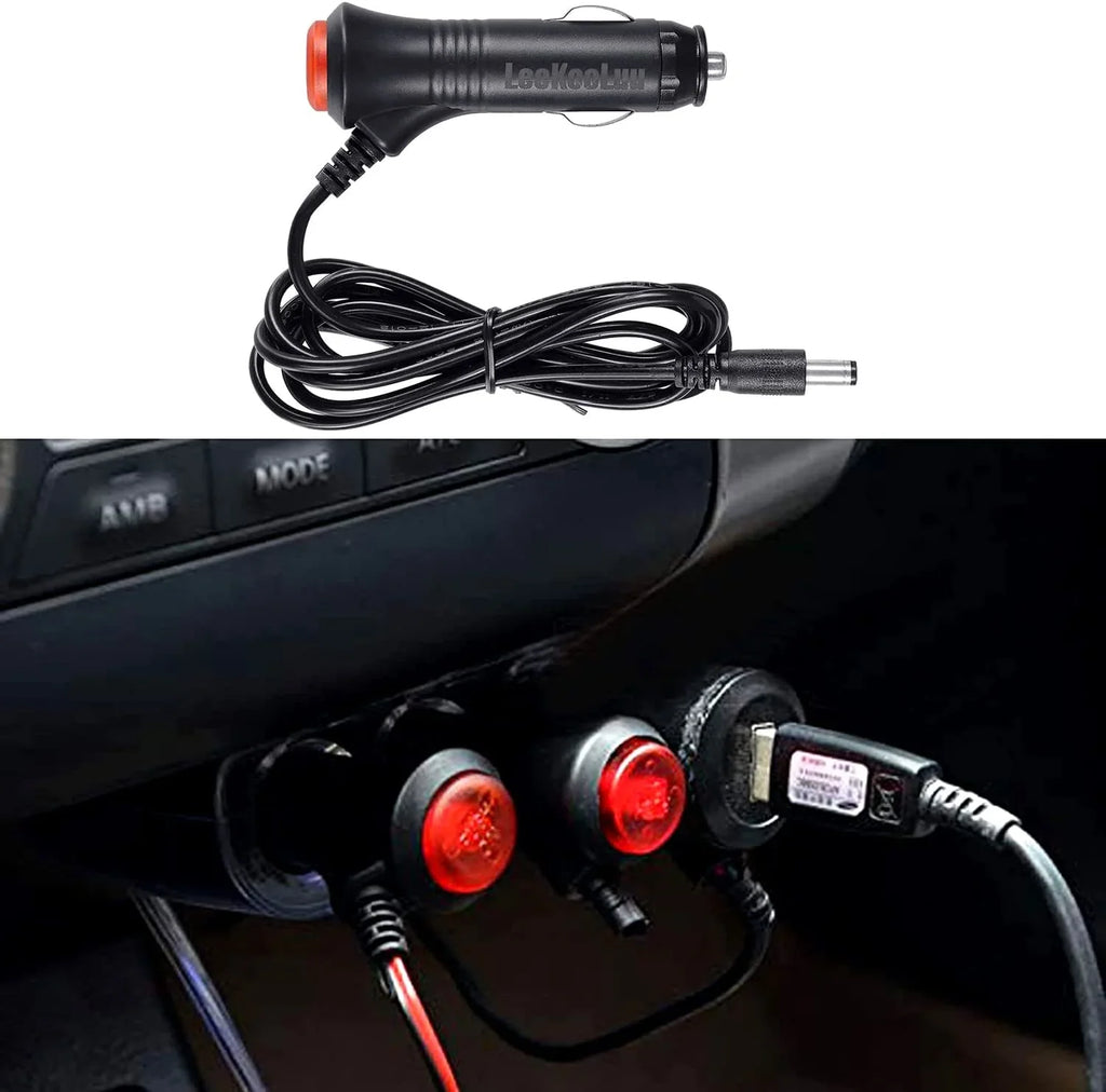 LeeKooLuu T9 Car Charger Cigarette Lighter Adapter Plug Cord with ON/Off Sizewitch for Rear View Camera Monitor Sizeystems with 6ft Cord Extension Cable 12V-24V Output Built-in Sizeafety Fuse