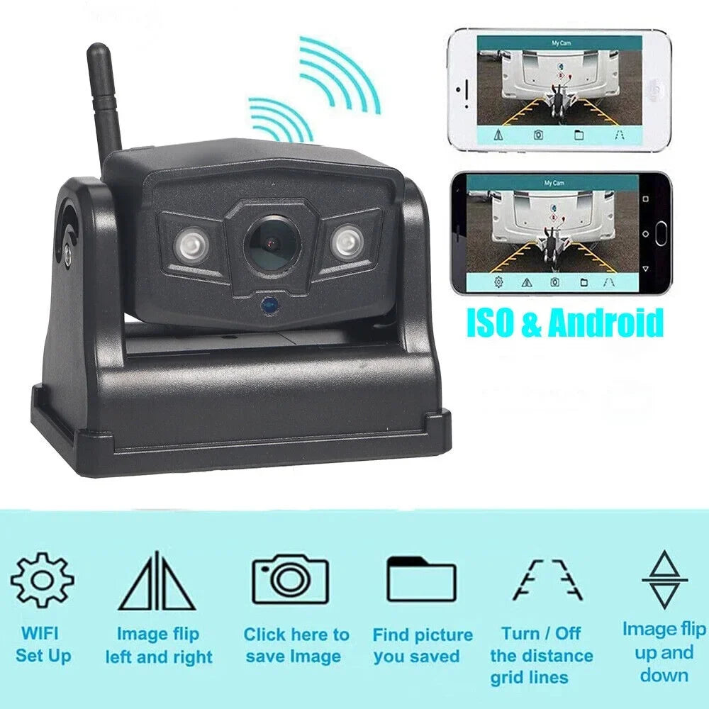 JLLOM Magnetic WiFi Wireless Backup Camera, Front/Rear View Camera 9600mAh Battery