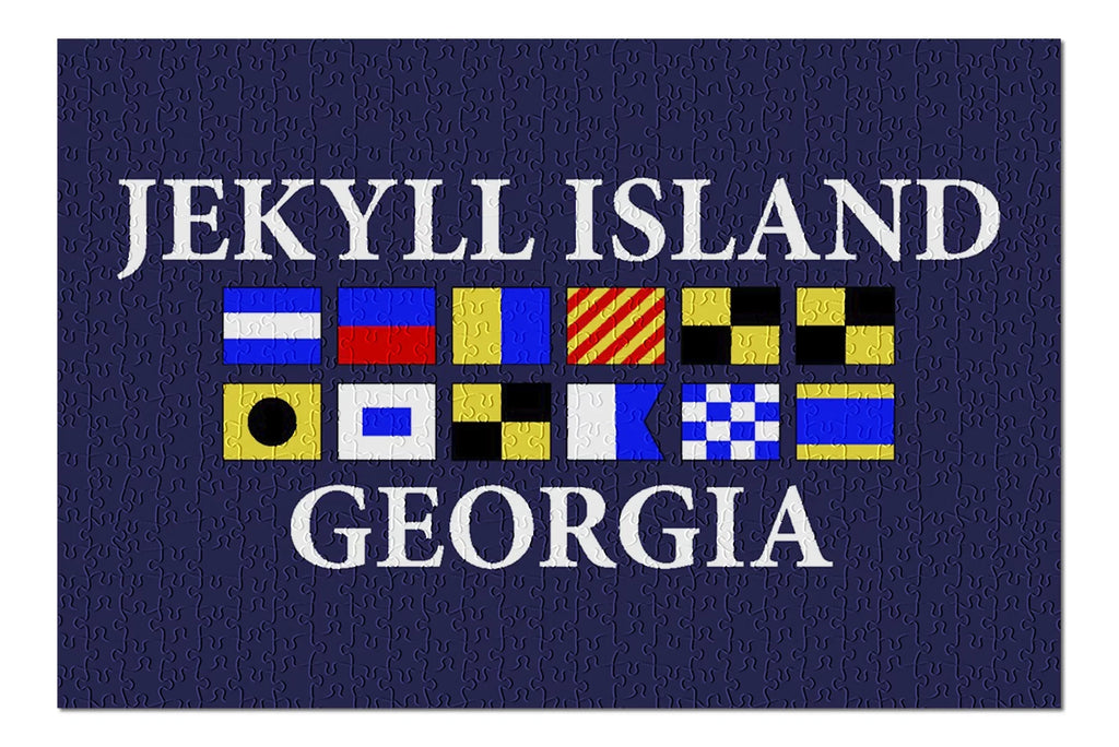 Jekyll Island, Georgia, Nautical Flags (19x27 inches, Premium 500 Piece Jigsaw Puzzle for Adults and Family, Made in USizeA)