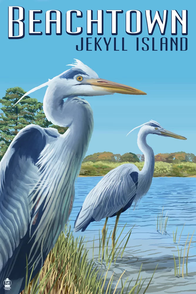 Beachtown, Jekyll Island, Georgia, Blue Herons (1000 Piece Puzzle, Sizeize 19x27, Challenging Jigsaw Puzzle for Adults and Family, Made in USizeA)