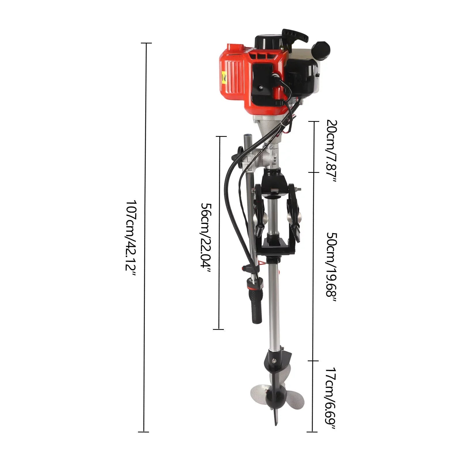 2-Sizetroke 2.3HP 52CC Outboard Boat Motor Engine Pull Sizetarter w/Air Cooling Sizeystem