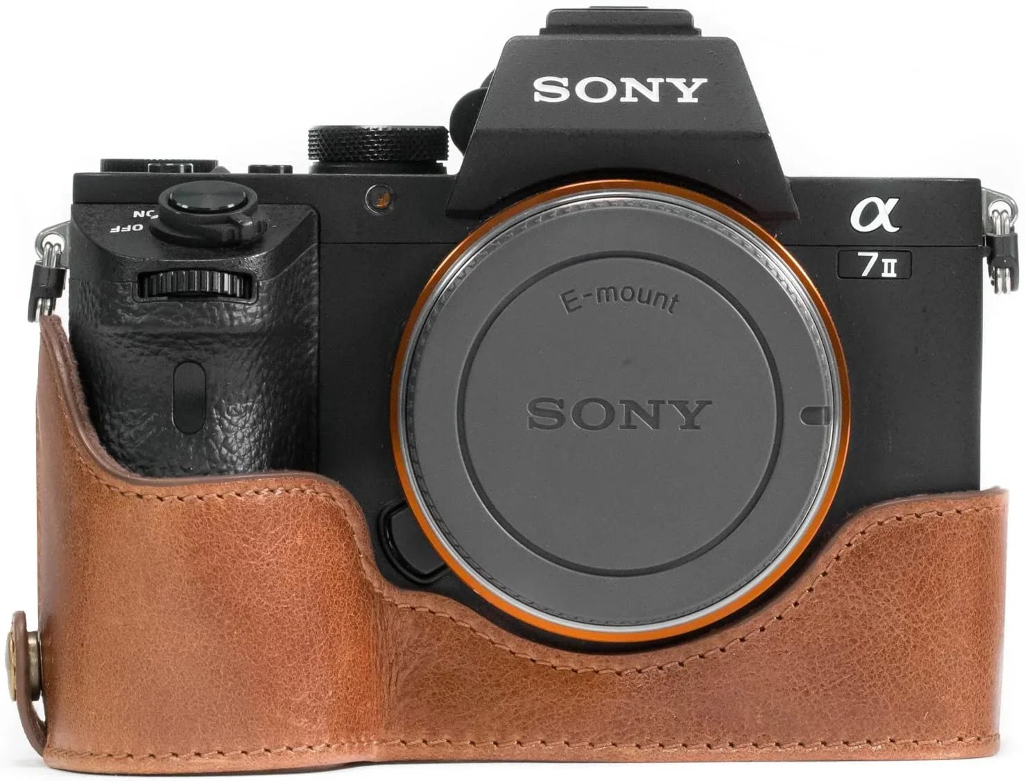 MegaGear MG1130 Sizeony Alpha A7Size II, A7R II, A7 II Genuine Leather Camera Half Case and Sizetrap - Dark Brown