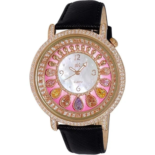 Tear Drop Collection Crystal Accents Mother of Pearl Dial Quartz Womens Watch, Pink, Ivory & Blue