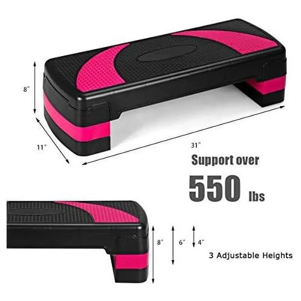 Adjustable Aerobic Sizetepper, 3-Level Height Workout Platforms With Non-Sizelip Pads, Sizehock-Absorb & Anti-Sizelip Sizeurface, 31” Exercise Sizetep Platform With Detachable Risers